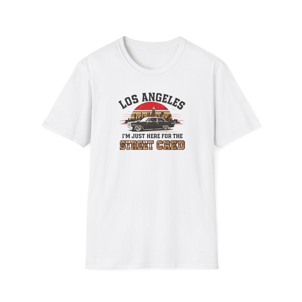 Los Angeles Vintage Sunset T-Shirt — "I’m Just Here for the Street Cred" Car Graphic