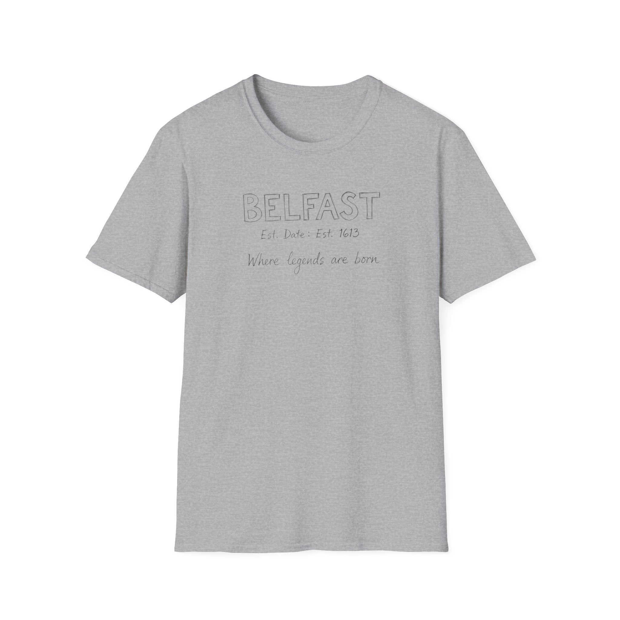 Belfast Handwritten Script T‑Shirt — 'Belfast: Let Love In' Minimal City Tee
