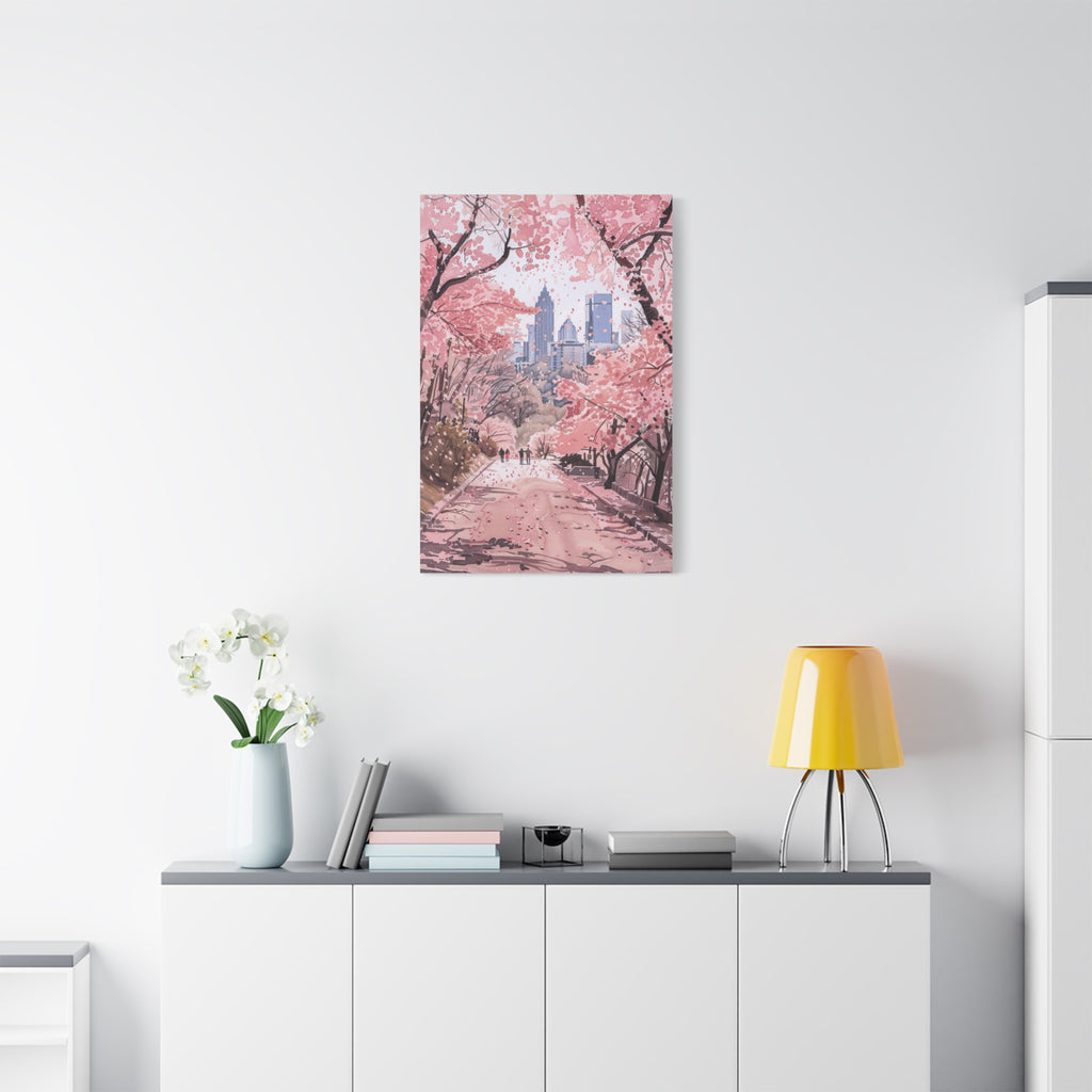 Atlanta Piedmont Park - Georgia - Cherry Blossom Cityscape Canvas - Bank of America Plaza