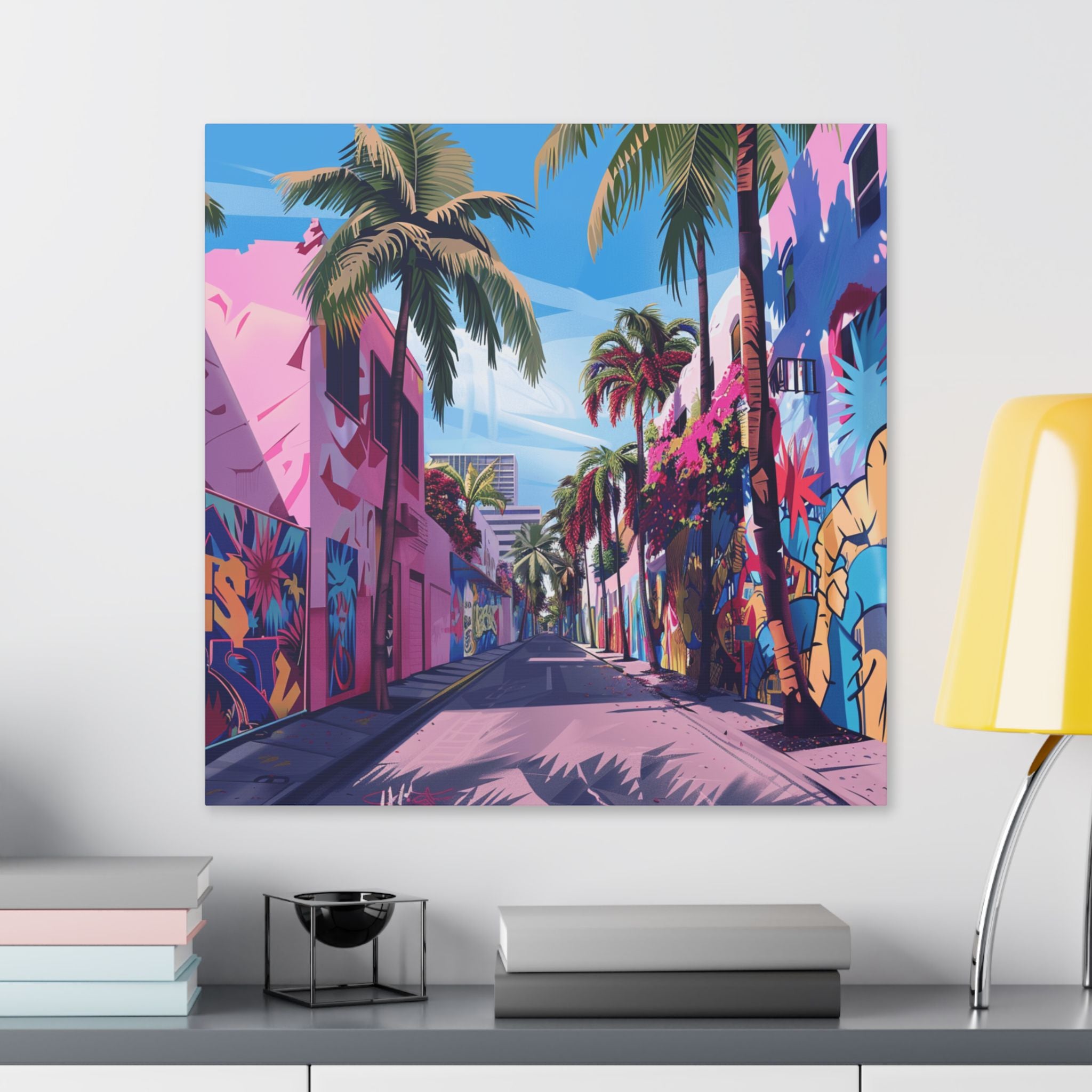 Wynwood Walls - Tropical Street Art Canvas – Miami Palm Alley Wall Art