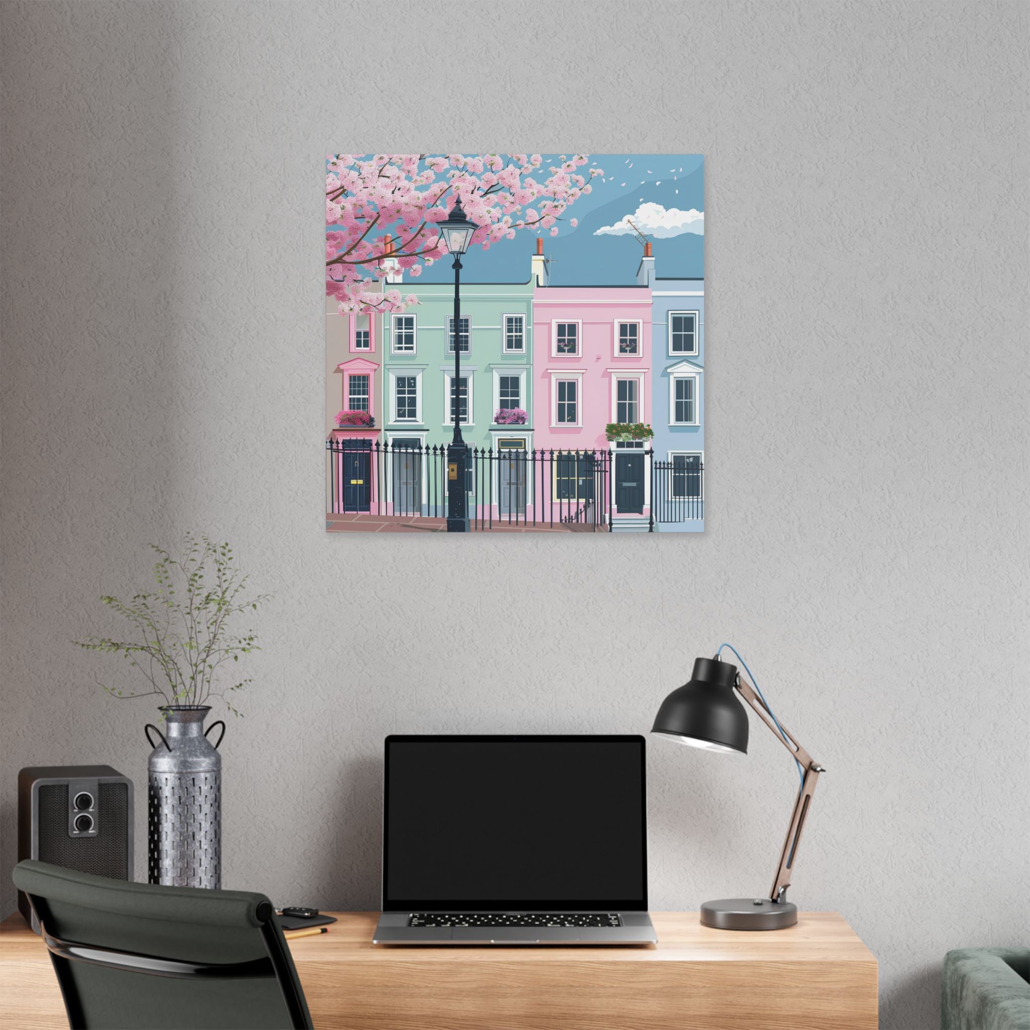 Pastel Row Houses London Canvas