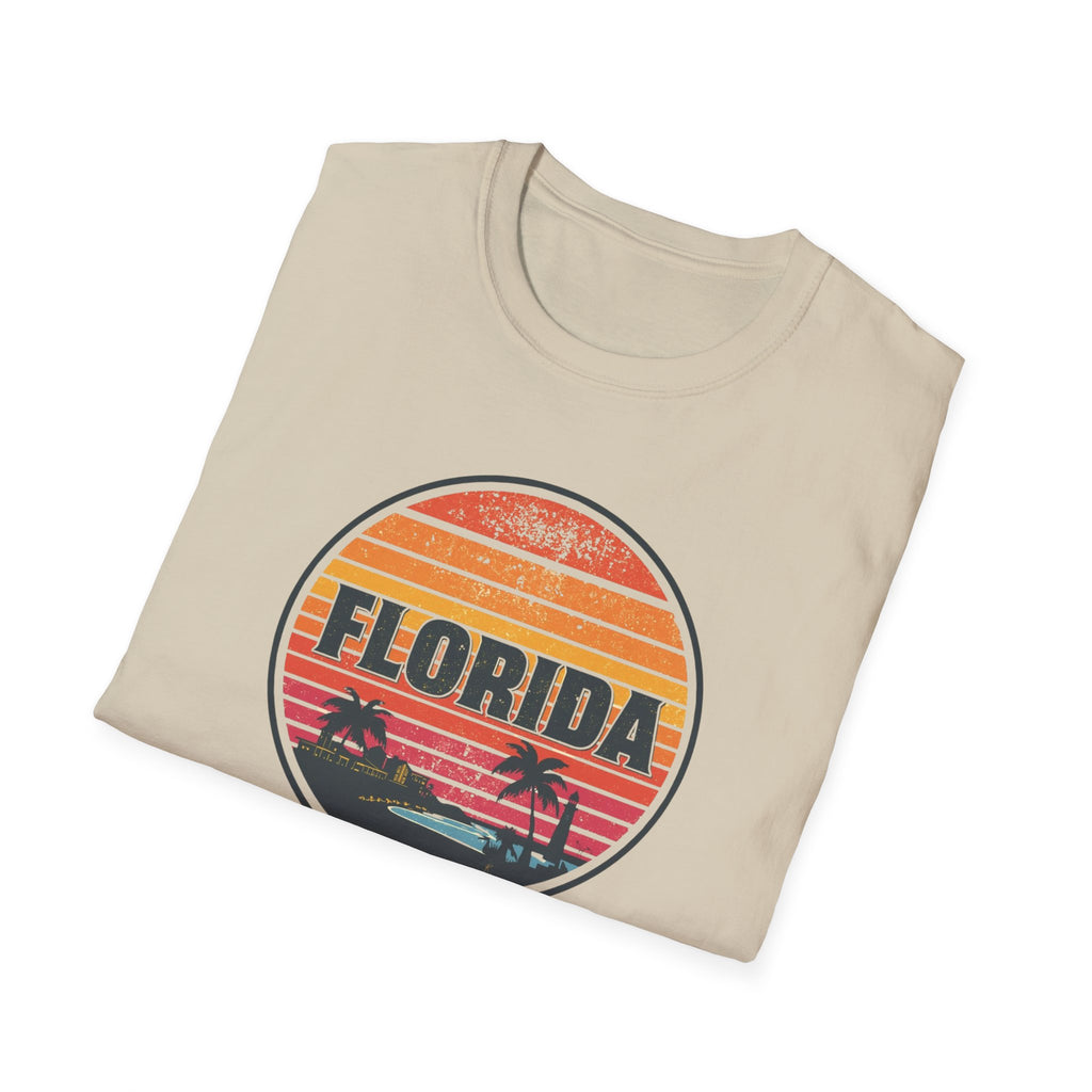 Florida Retro Sunset T-Shirt — Vintage Palm Beach Vacation Tee