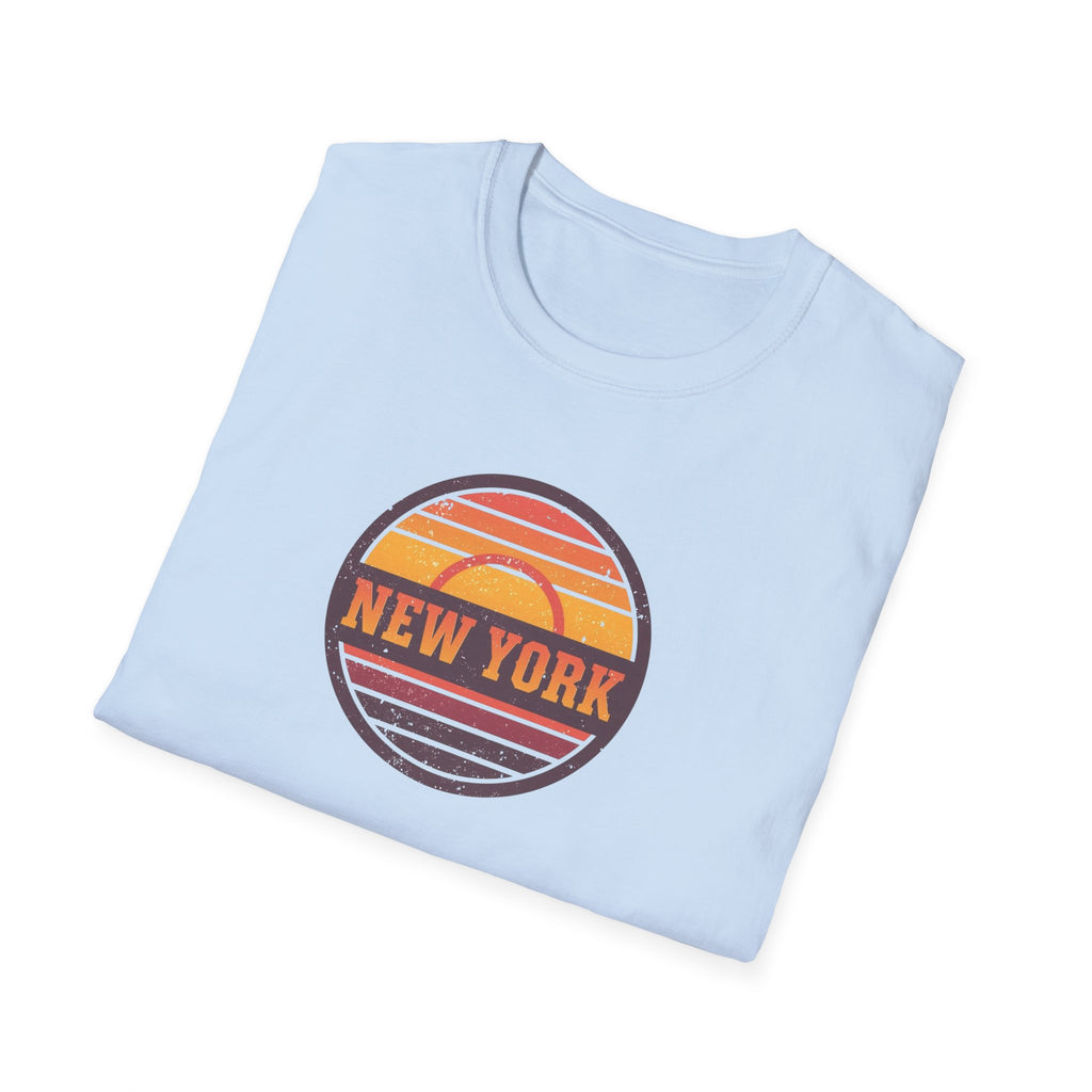 New York sunset badge T-Shirt | vintage retro city graphic