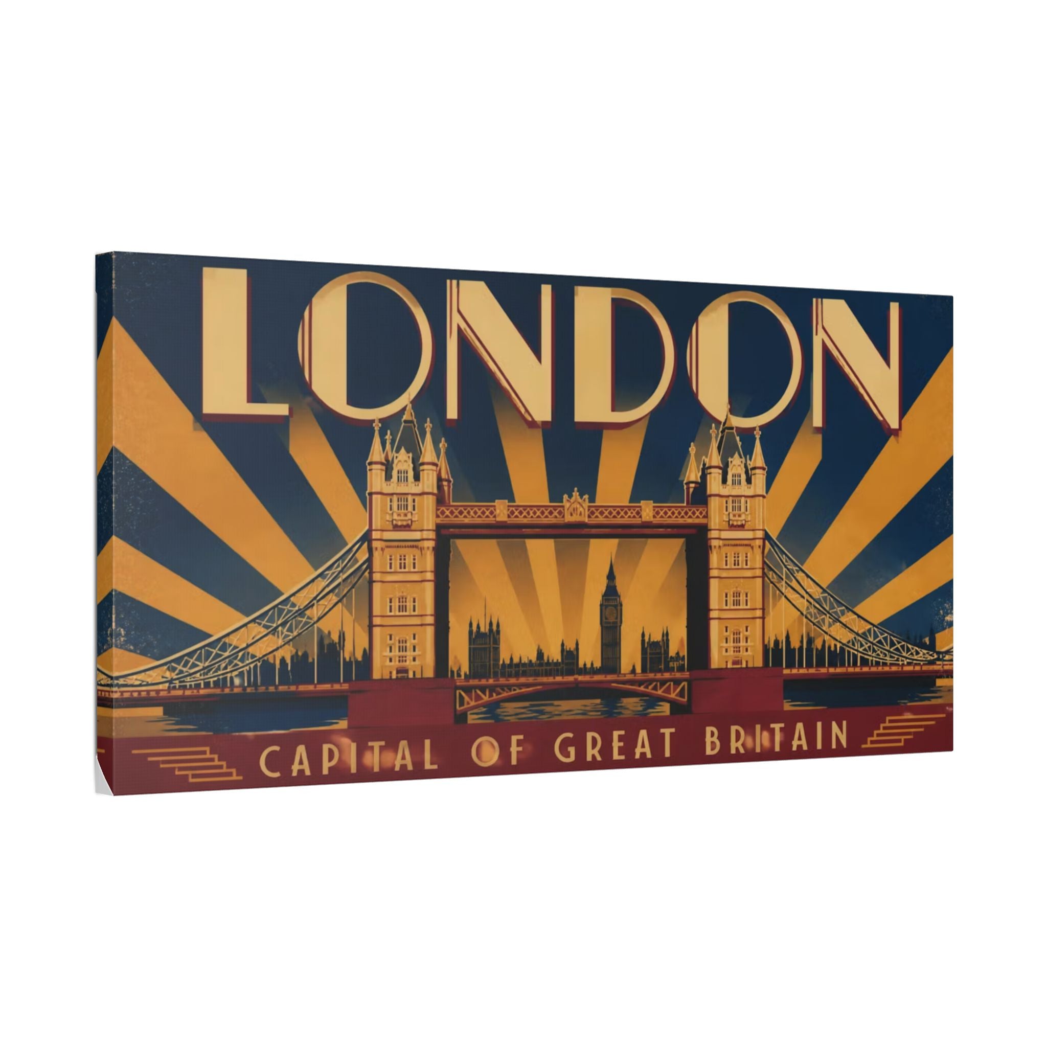 London Vintage Travel Canvas — "Capital of Great Britain" Wall Art