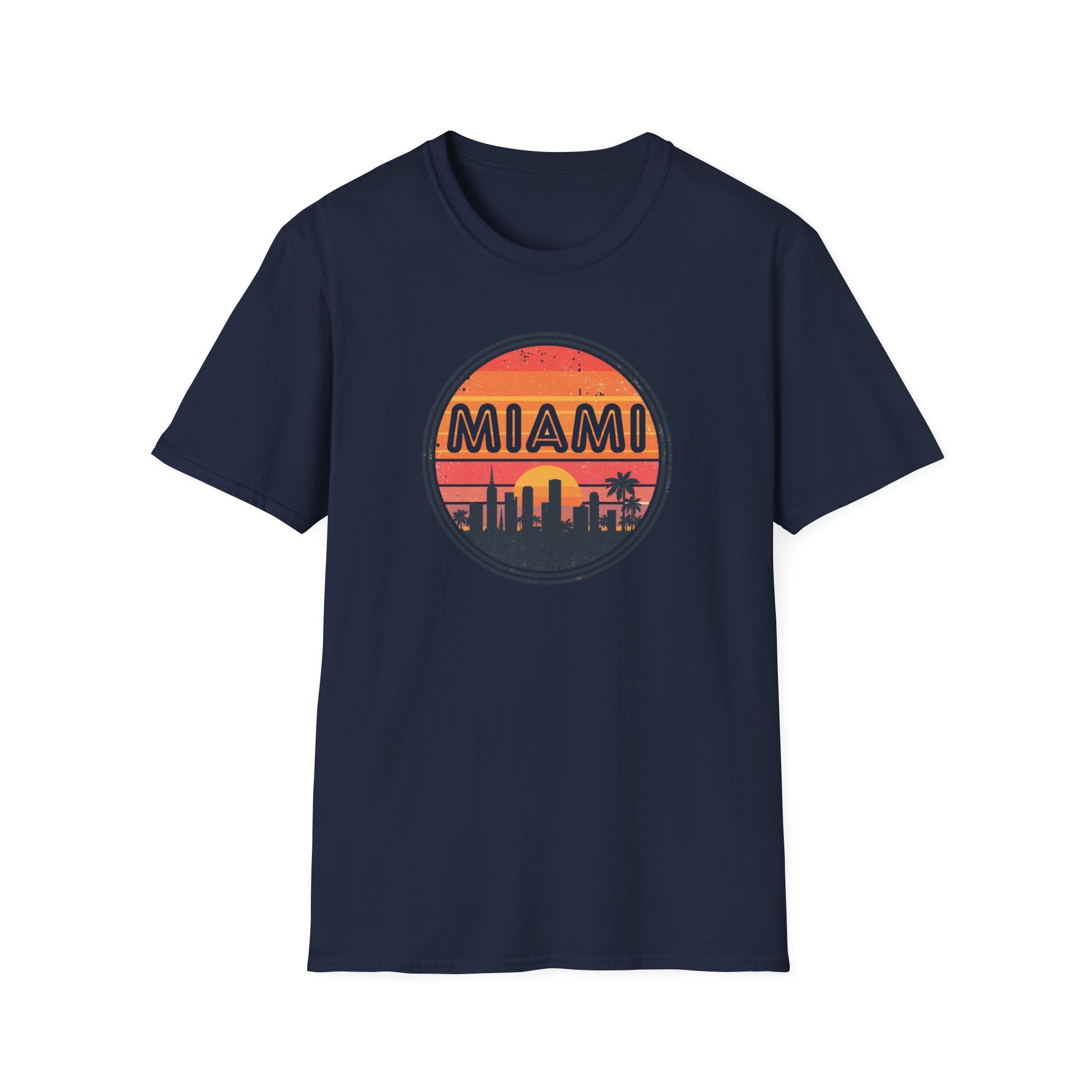 Miami Sunset T‑Shirt — Retro Beach Skyline Tee