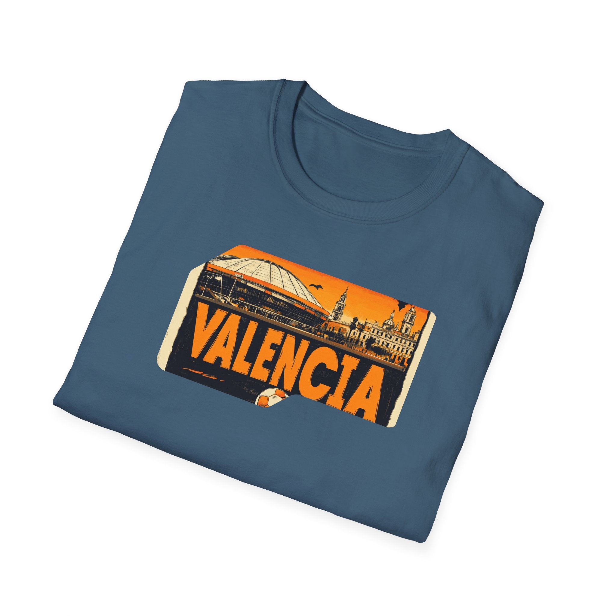 Valencia postcard skyline T-Shirt | Retro cityscape, orange sunset