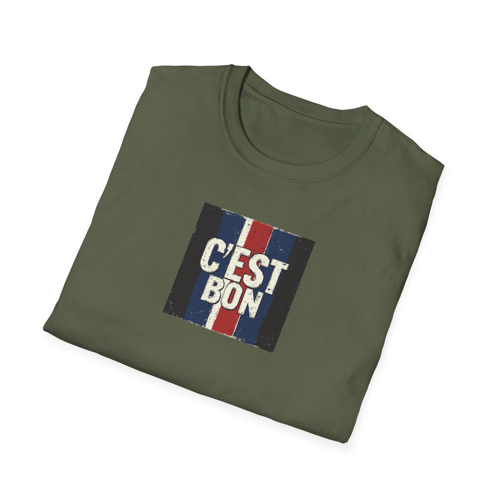 C'est Bon French Flag Stripe T-Shirt | Retro French Phrase Tee