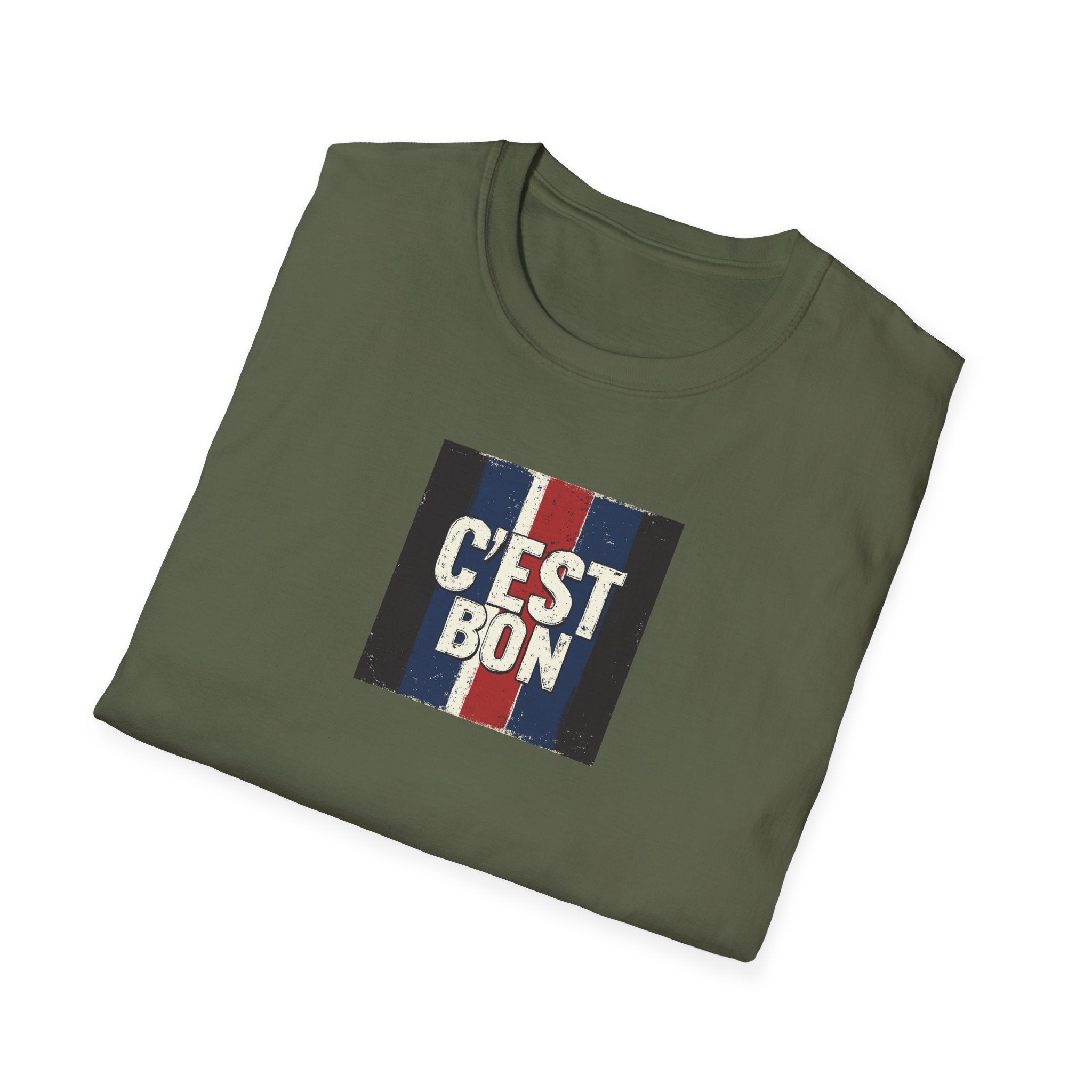 C'est Bon French Flag Stripe T-Shirt | Retro French Phrase Tee