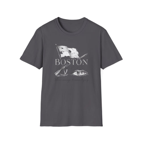 Boston 1630 Heritage T-Shirt — Colonial Flag & Tricorn Design