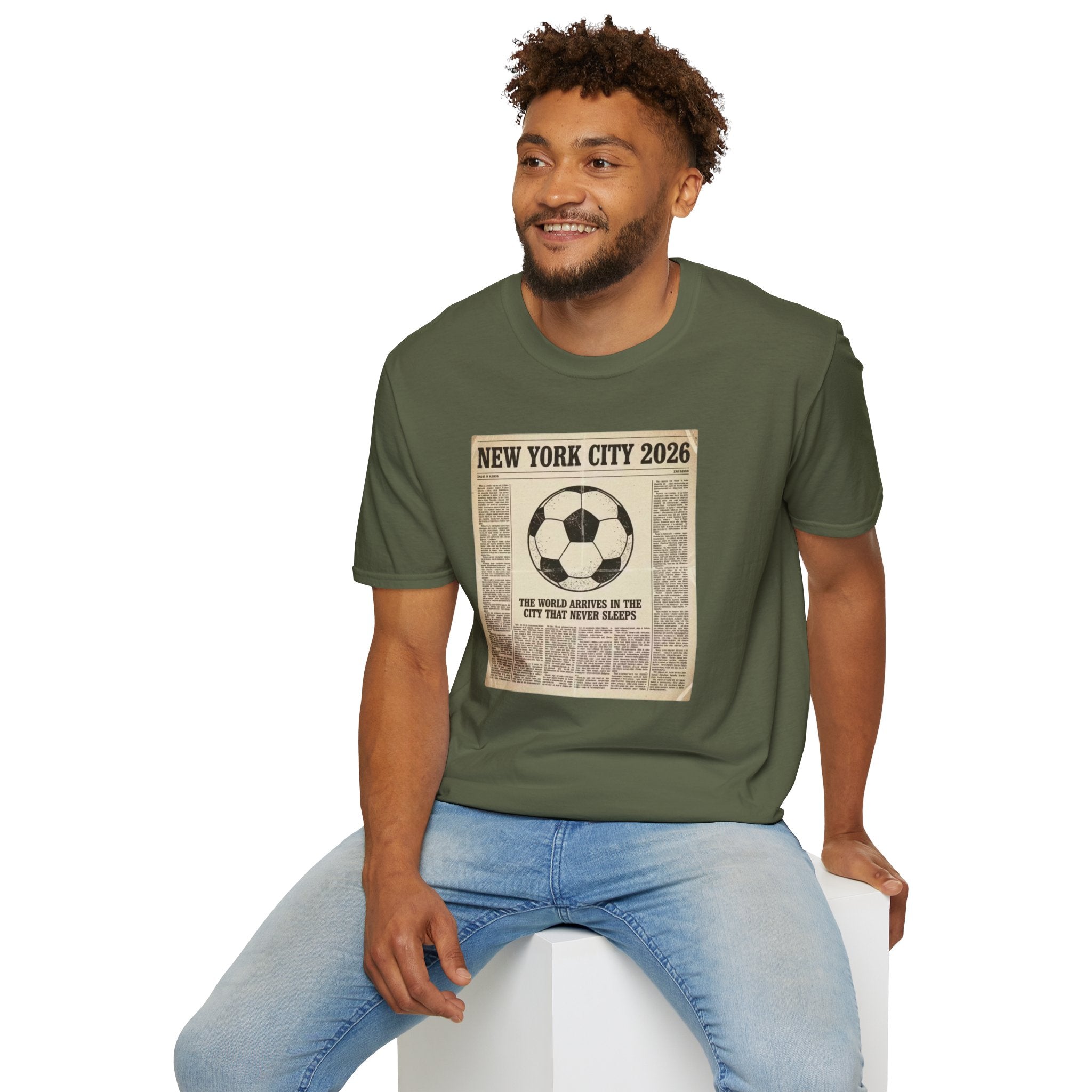 Soccer Newspaper T-Shirt — New York City 2026 Vintage Soccer Tee
