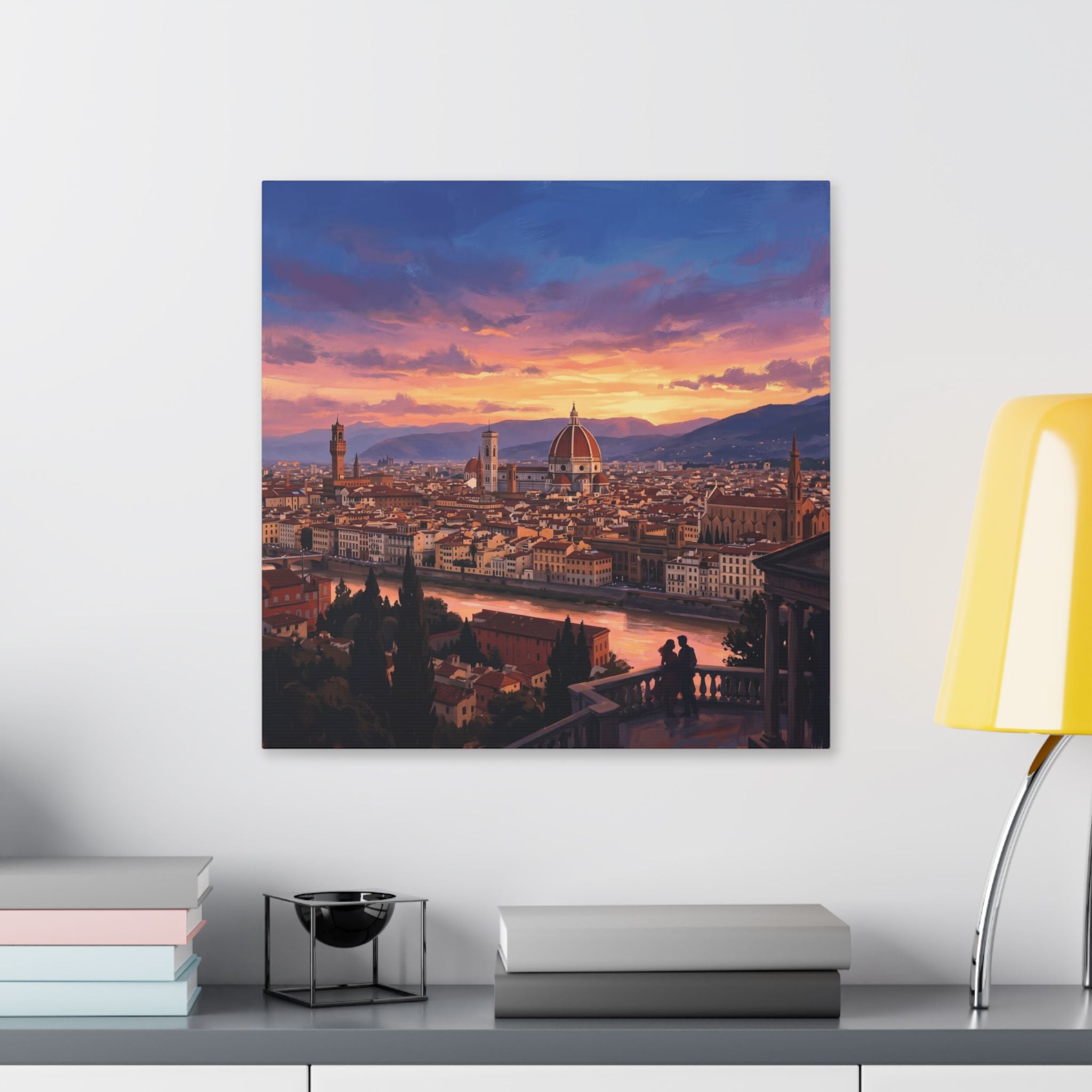 Florence Sunset Canvas Print — Romantic Cityscape Stretched Canvas