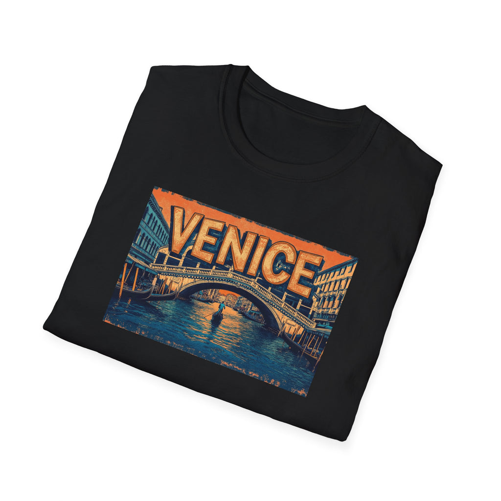 Venice Vintage Canal Poster T-Shirt | Gondola Bridge Italy Travel Tee