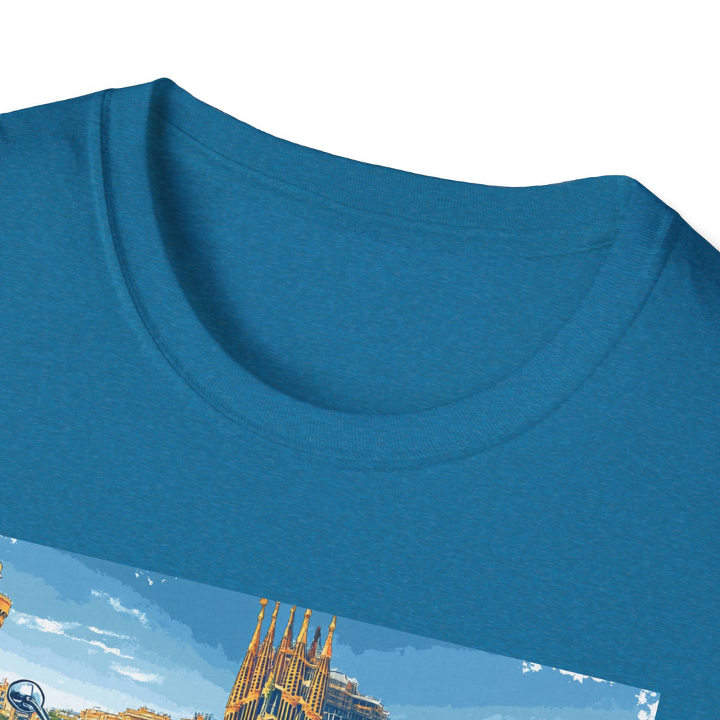 Barcelona Vintage Scooter T-Shirt | City Skyline Travel Souvenir