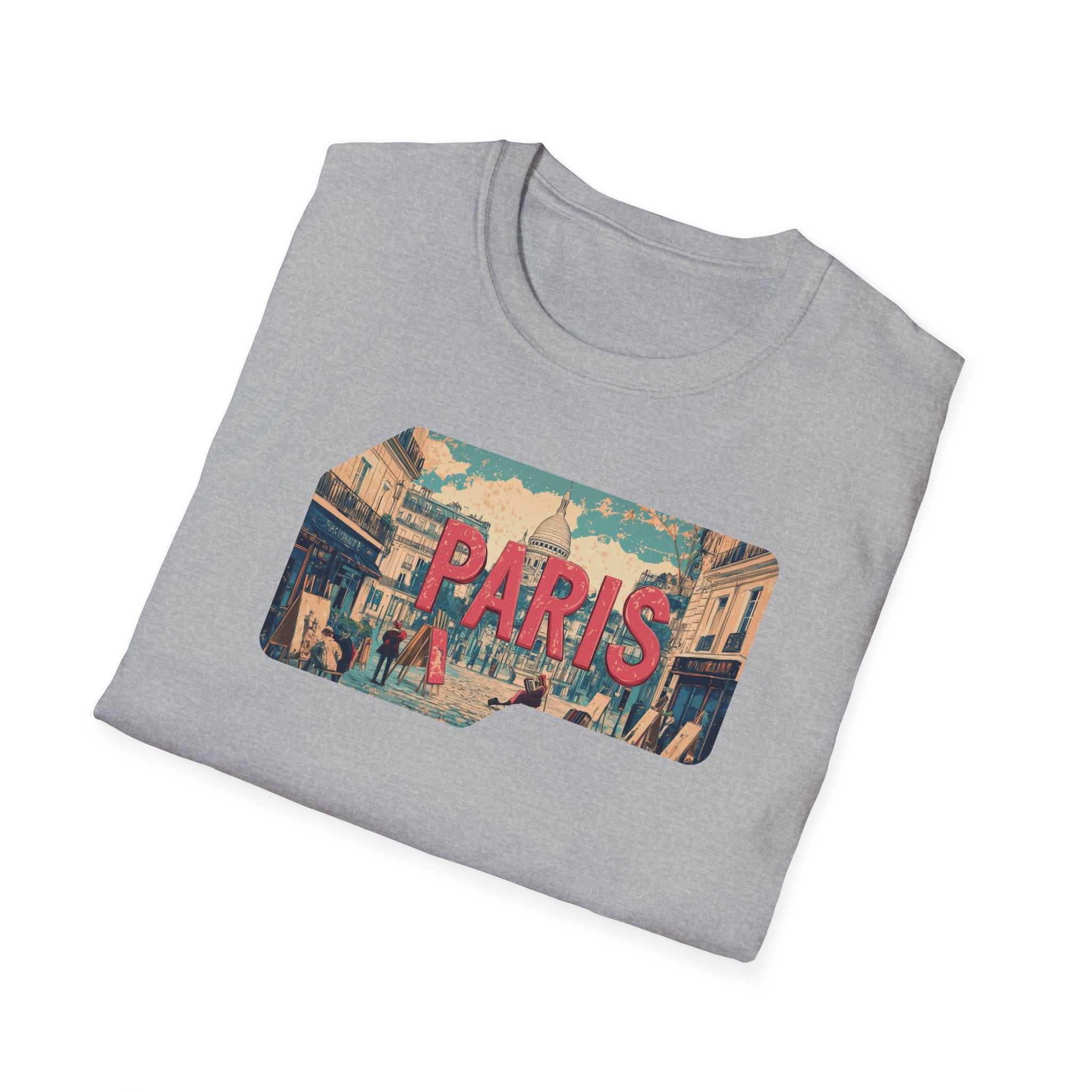 Paris Retro Street Scene T-Shirt | Vintage Parisian Graphic