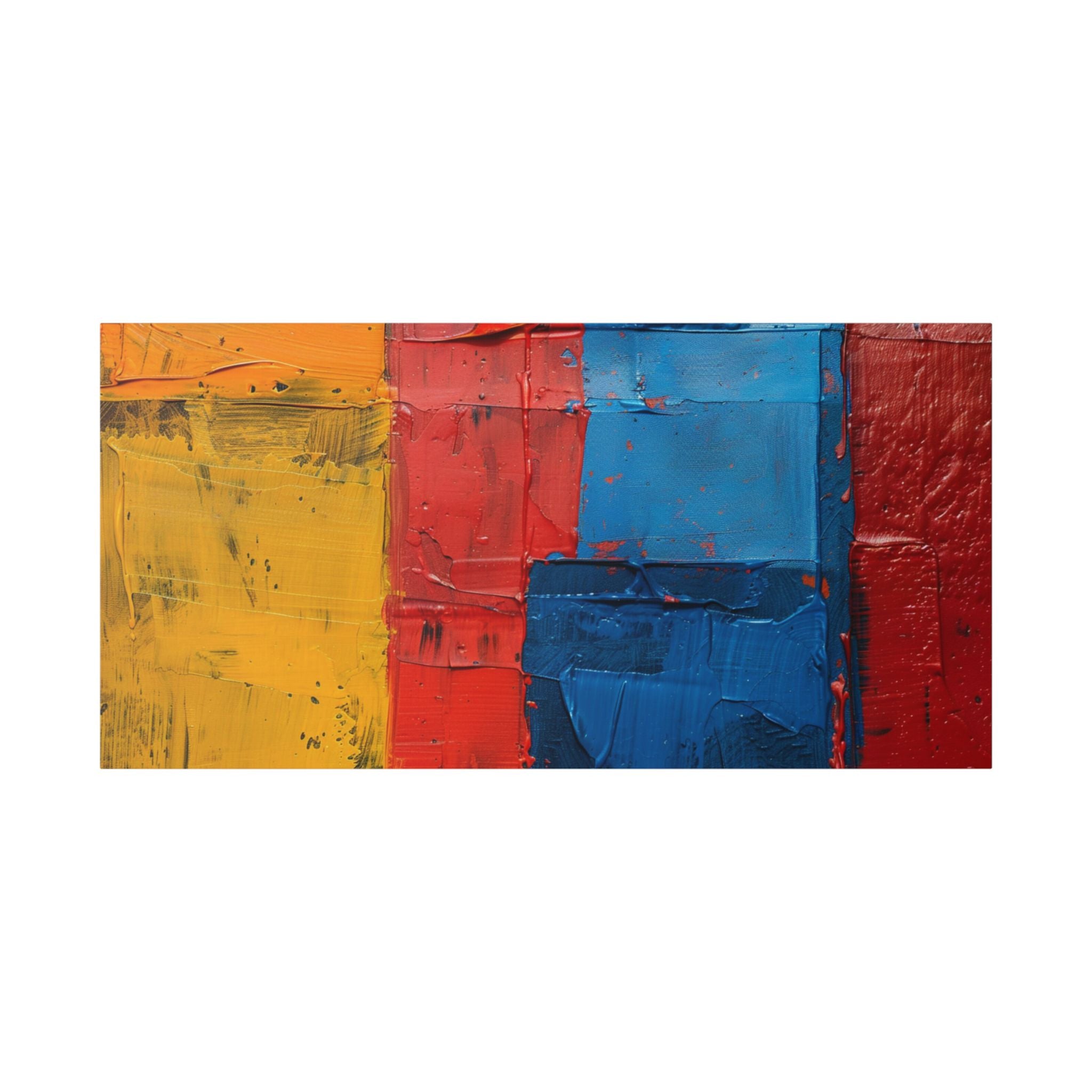Barcelona and Catalan Artistic Heritage Abstract Color Block Canvas Print — Bold Red, Blue & Yellow Modern Wall Art