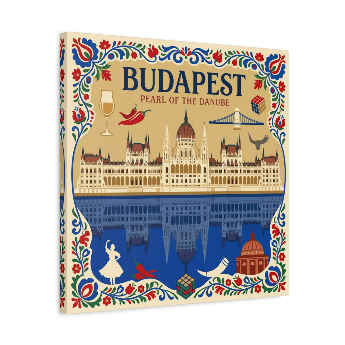Budapest Pearl of the Danube Stretched Canvas Wall Art