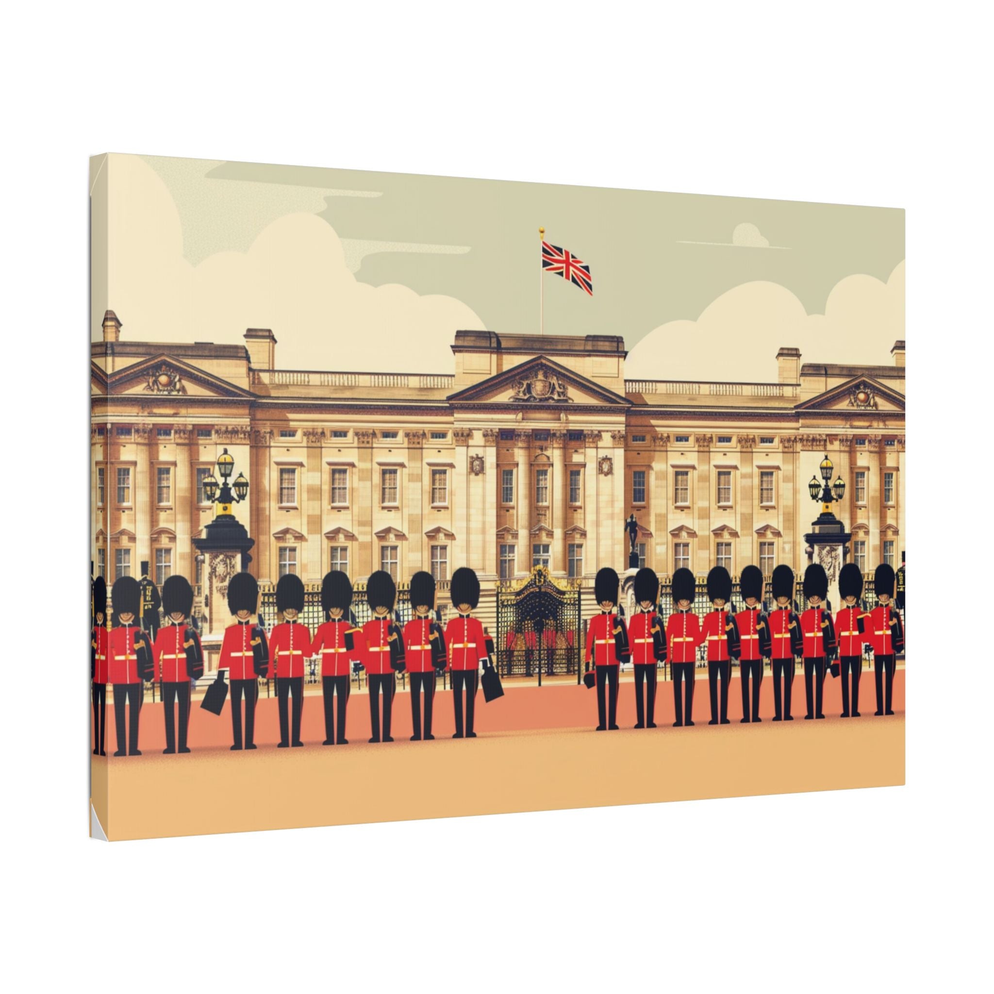 Buckingham Palace Guards Canvas Wall Art — British Royal Guard Illustration
