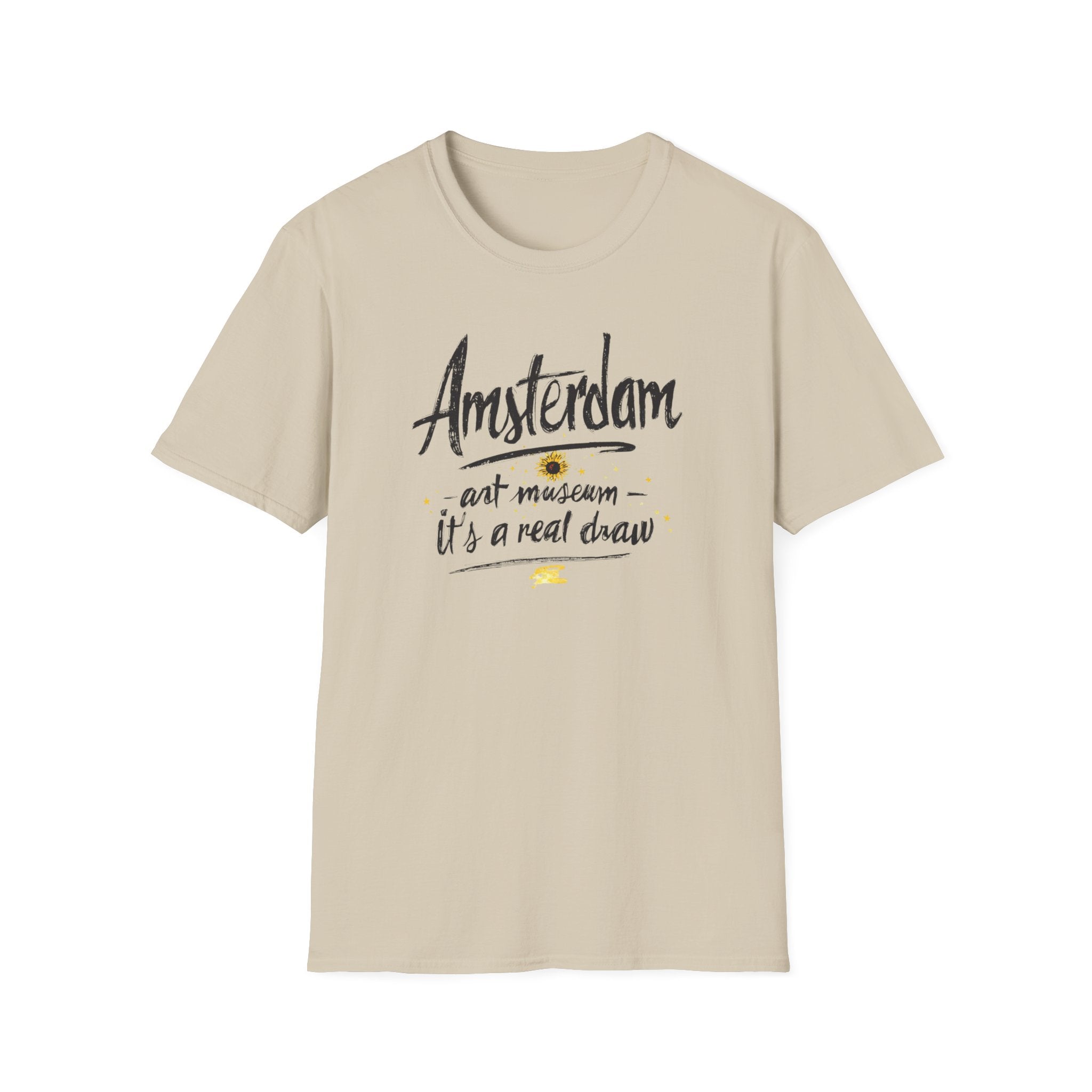 Amsterdam Art Museum T-Shirt — "Amsterdam" Script Graphic with "art museum — it’s a real draw"