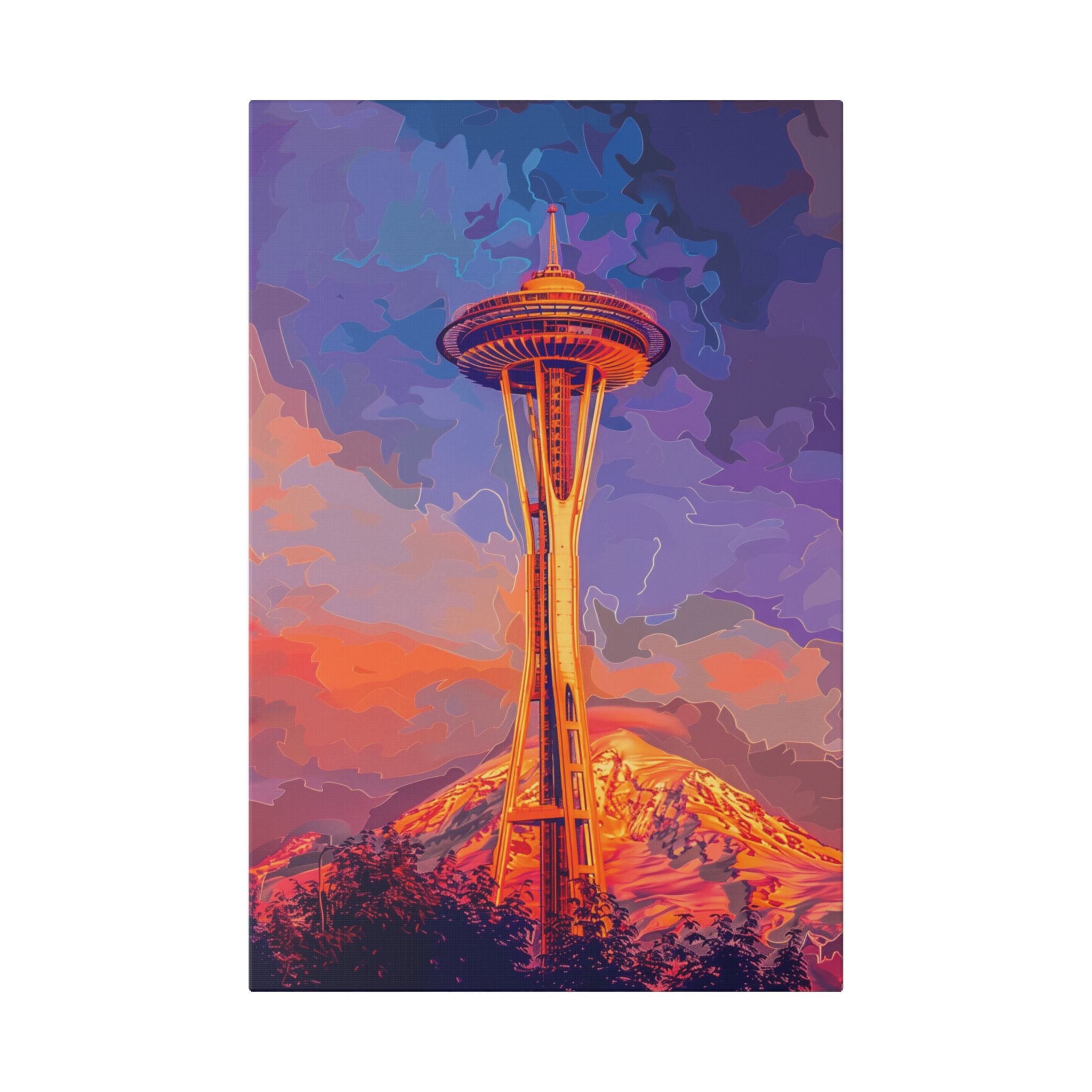 Space Needle Sunset Canvas — Seattle Skyline Art Print