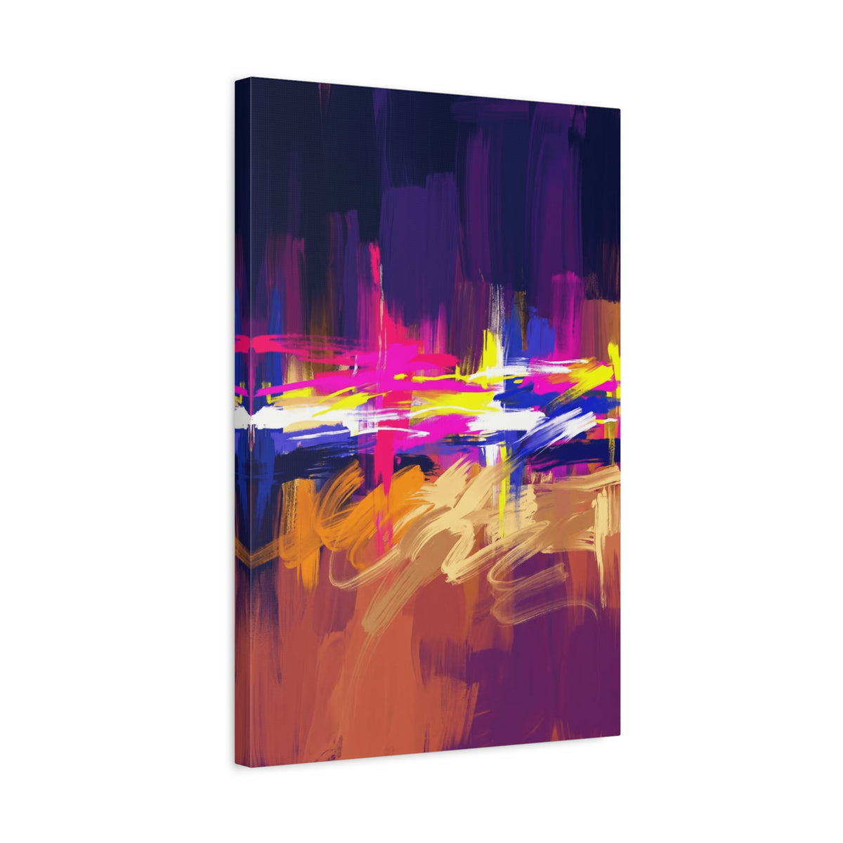 Abstract Neon Horizon inspired by Las Vegas and Mojave Desert contrast Canvas