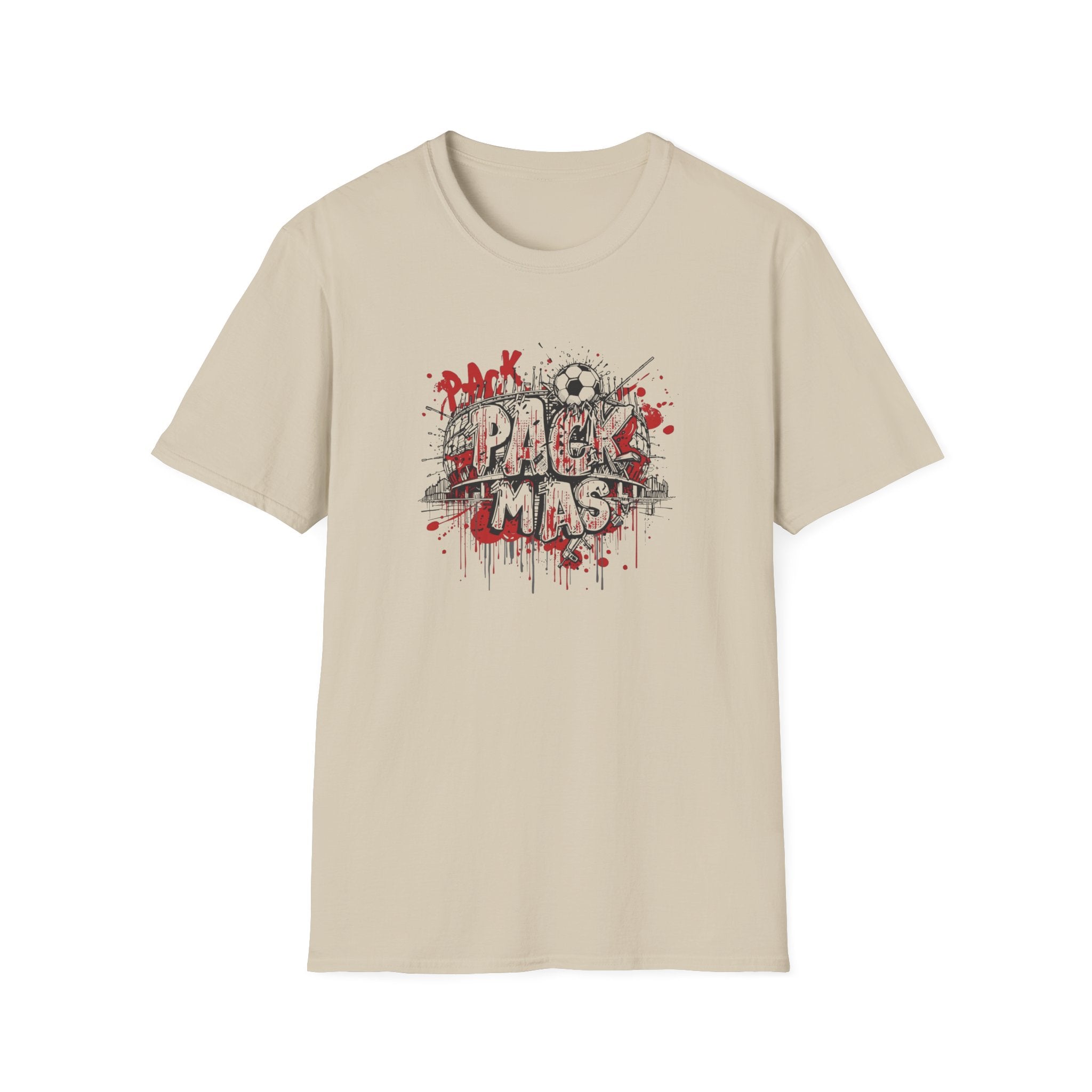 Pack Mas T-Shirt | Skull Mask Illustration, Horror Dripping Text