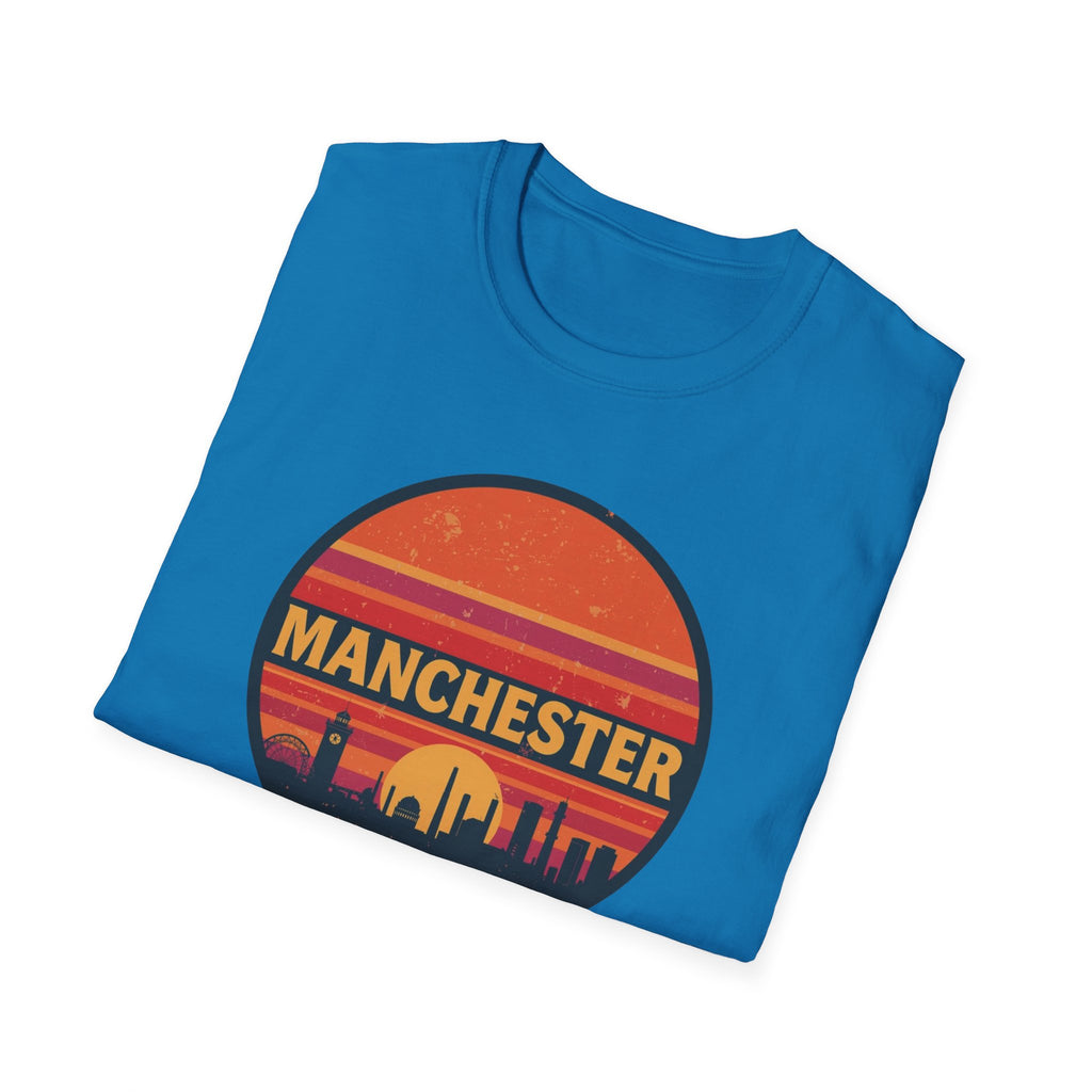 Manchester Sunset T-Shirt — Retro City Skyline Tee