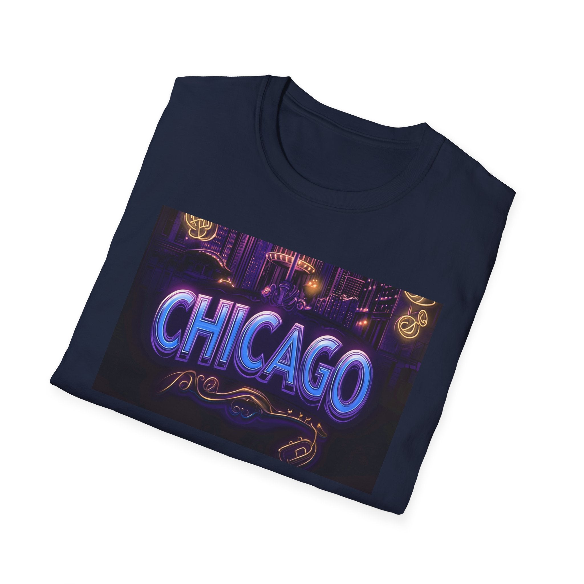 Chicago Neon Sign T-Shirt | Vintage Neon City Design