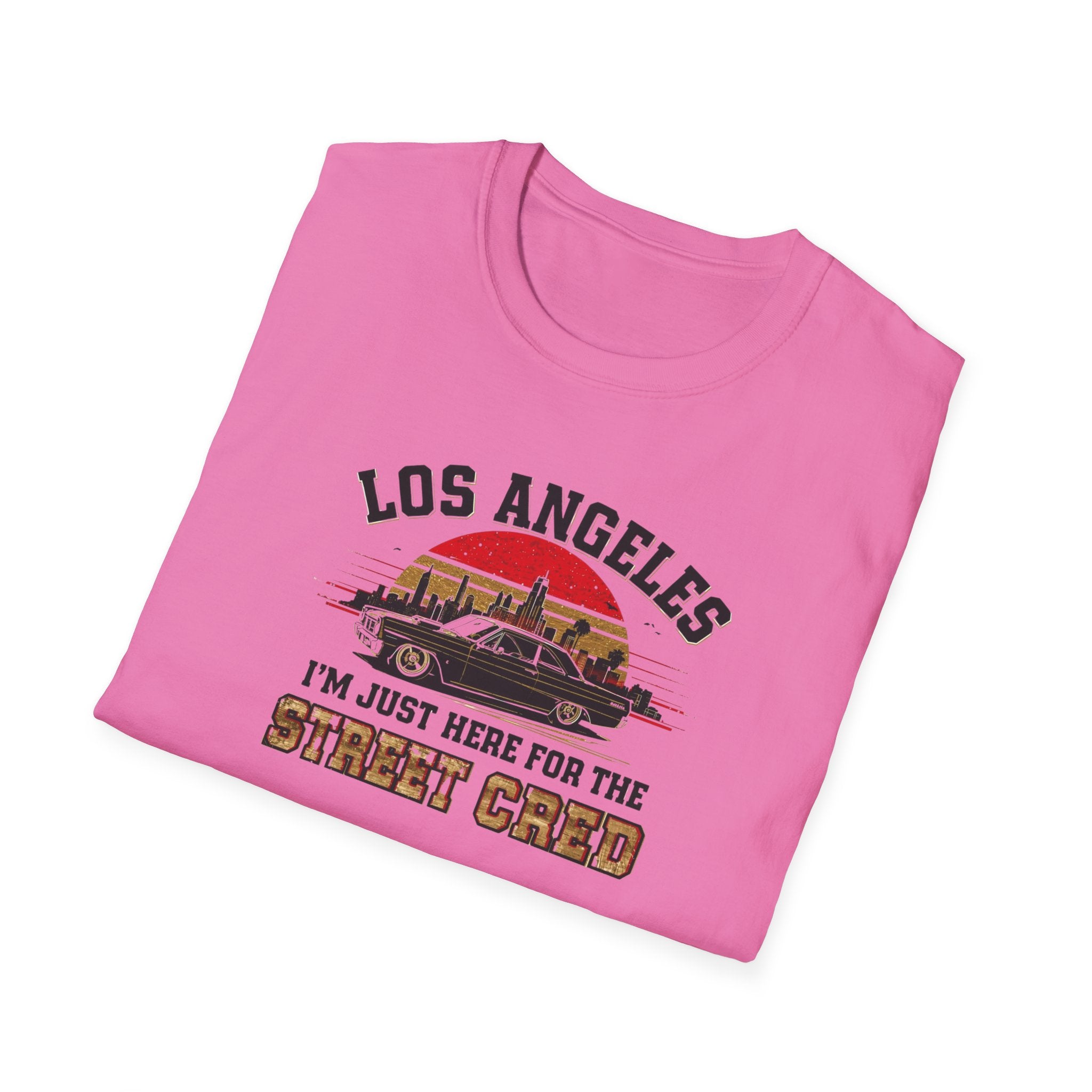 Los Angeles Vintage Sunset T-Shirt — "I’m Just Here for the Street Cred" Car Graphic