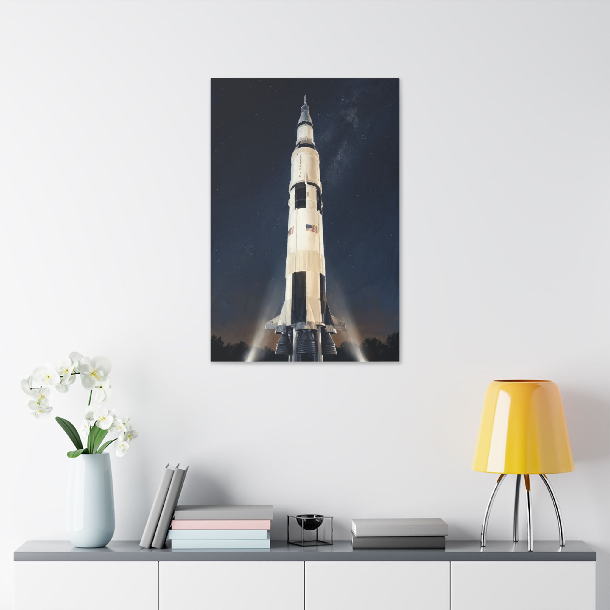 Saturn V Rocket Stretched Canvas - Vintage Space Launch Wall Art