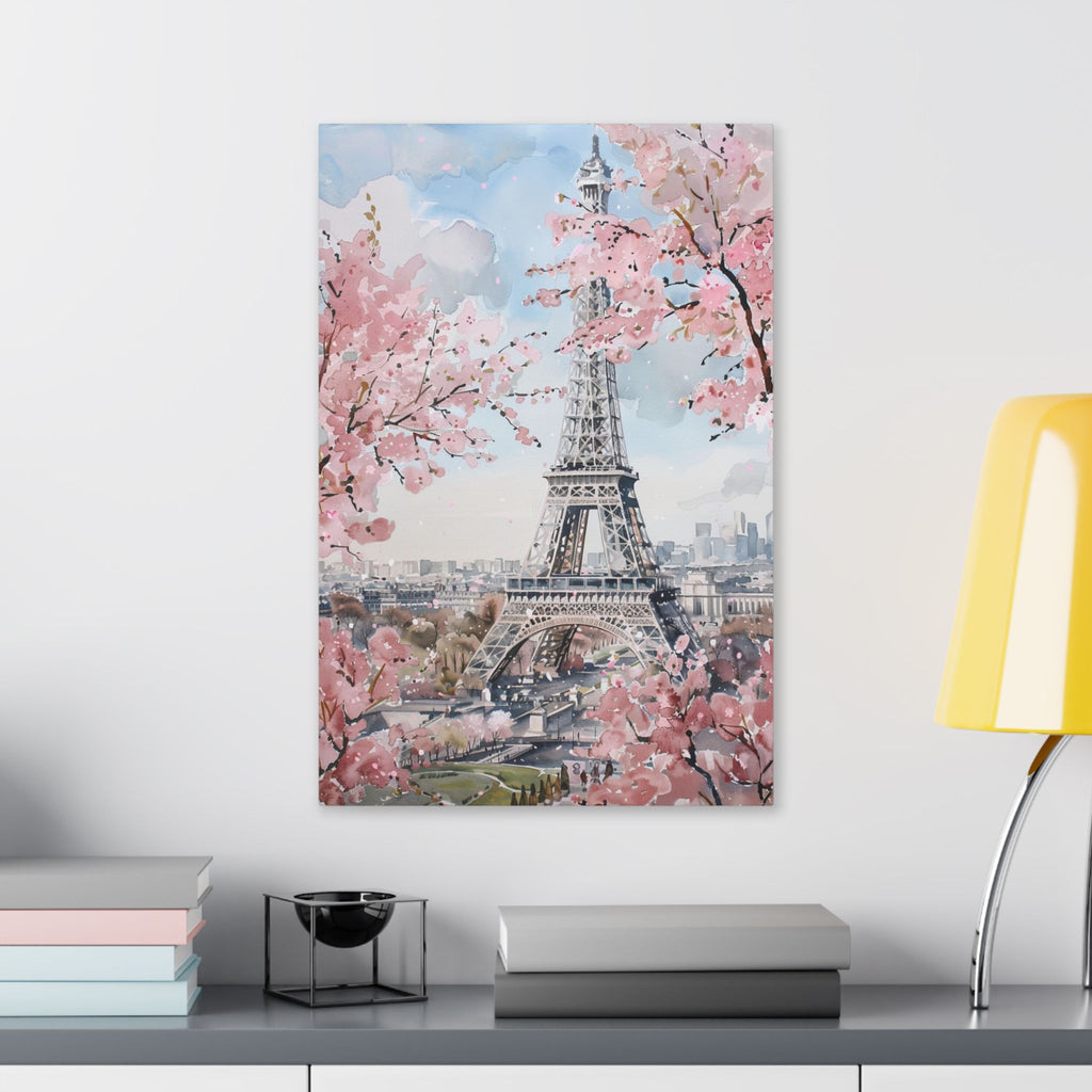 Eiffel Tower Cherry Blossom Canvas Print — Paris Wall Art