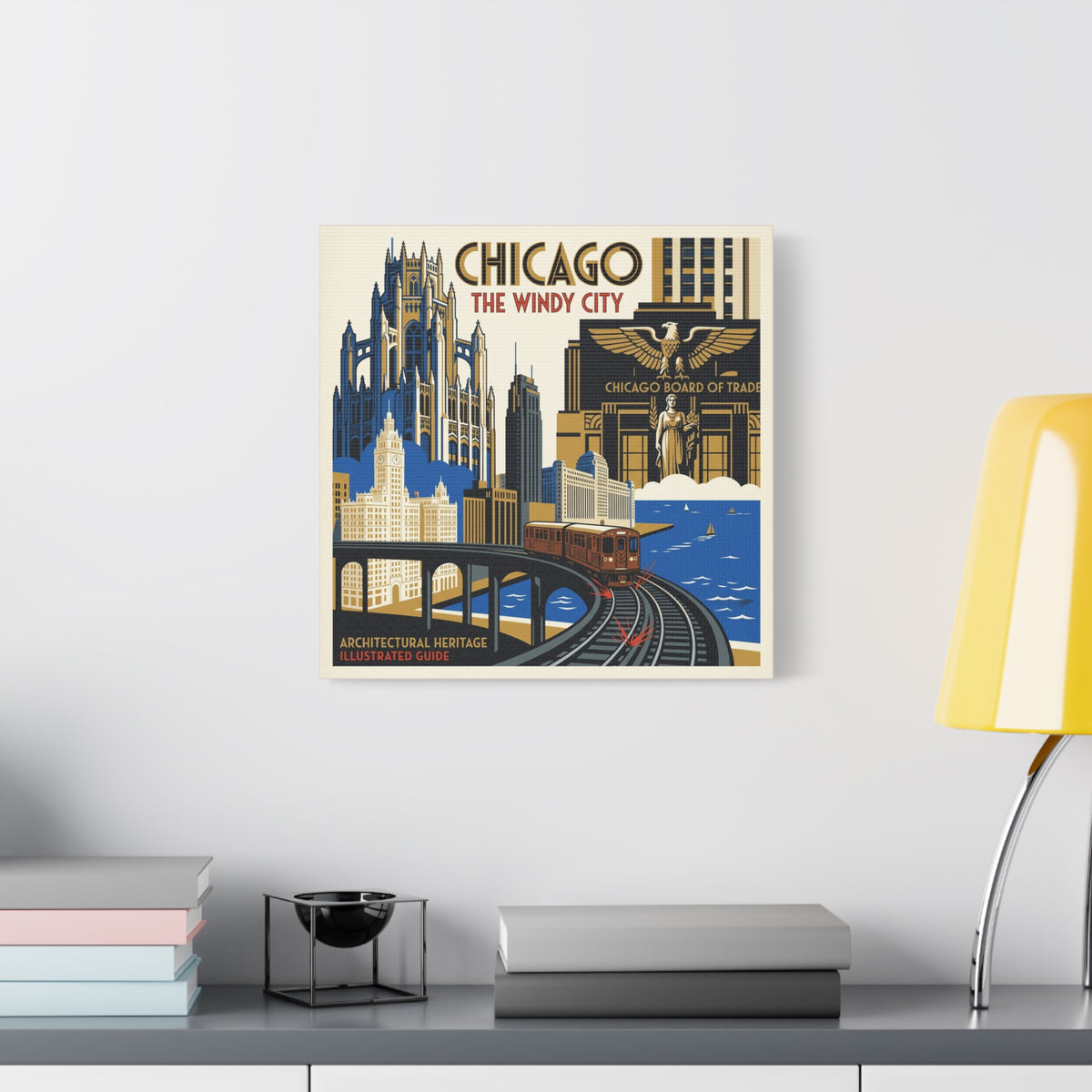 Chicago Vintage Travel Canvas – “Chicago The Windy City” Stretched Wall Art