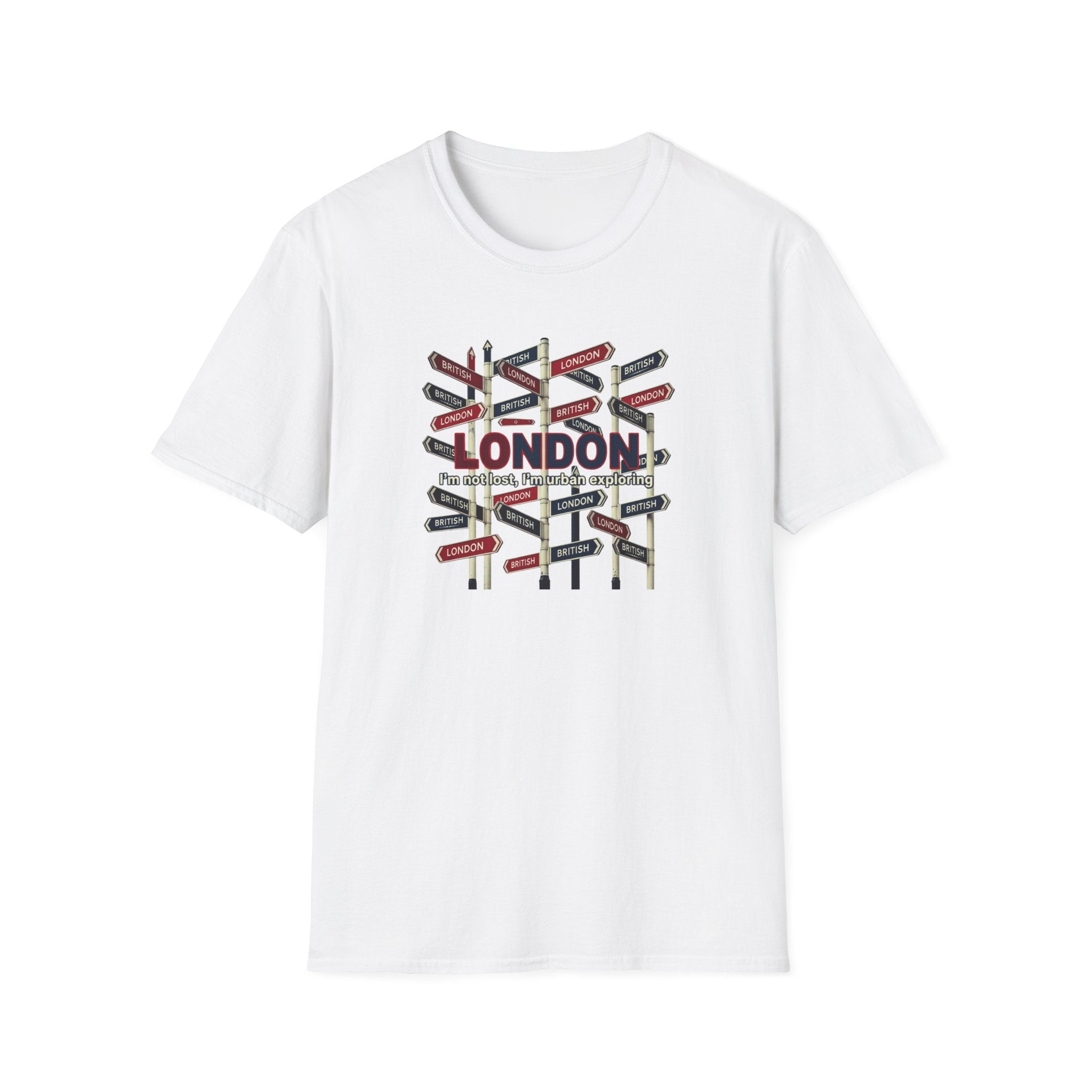 London Street Signs T-Shirt — Vintage Union Jack Directional Graphic