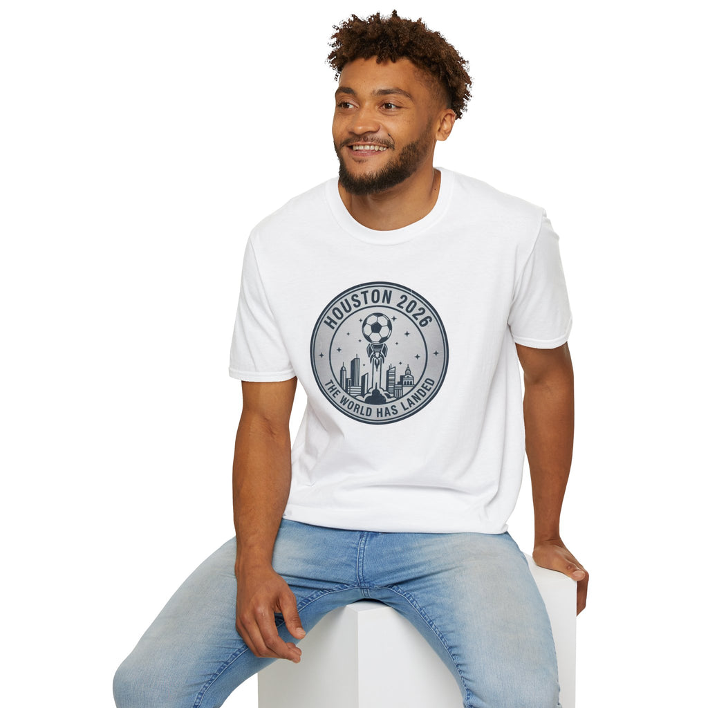 Houston 2026 Soccer Tee — "The World Has Landed" City Crest