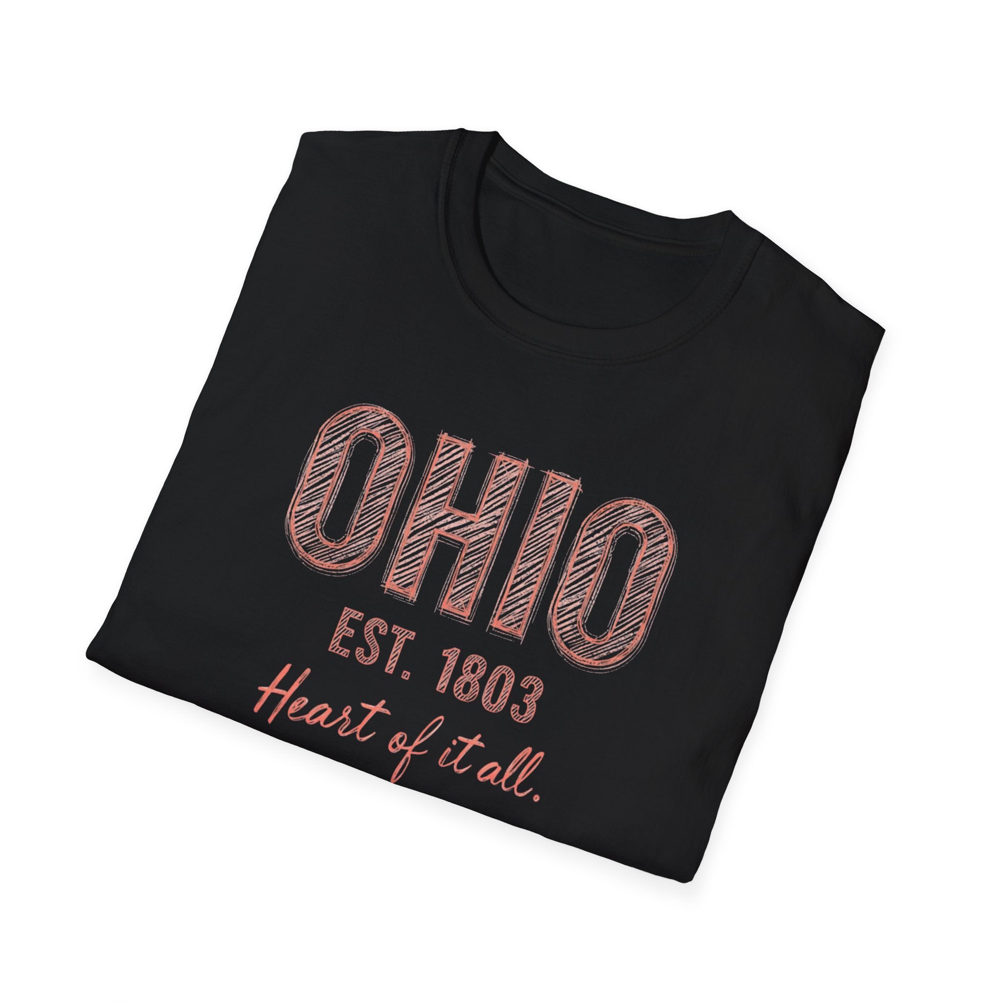 Ohio Heart of It All T-Shirt — Vintage State Pride Tee