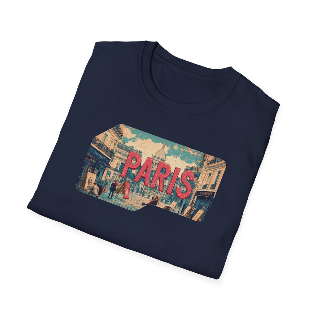 Paris Retro Street Scene T-Shirt | Vintage Parisian Graphic