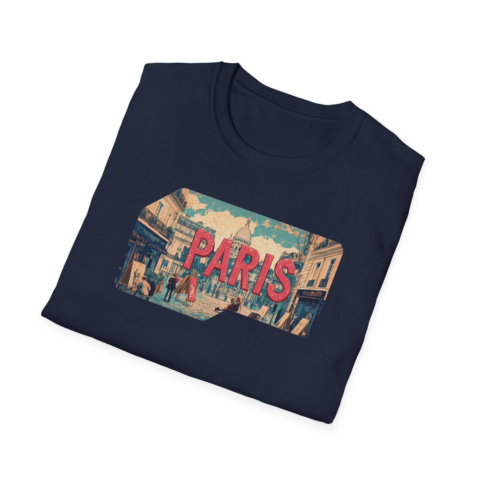 Paris Retro Street Scene T-Shirt | Vintage Parisian Graphic