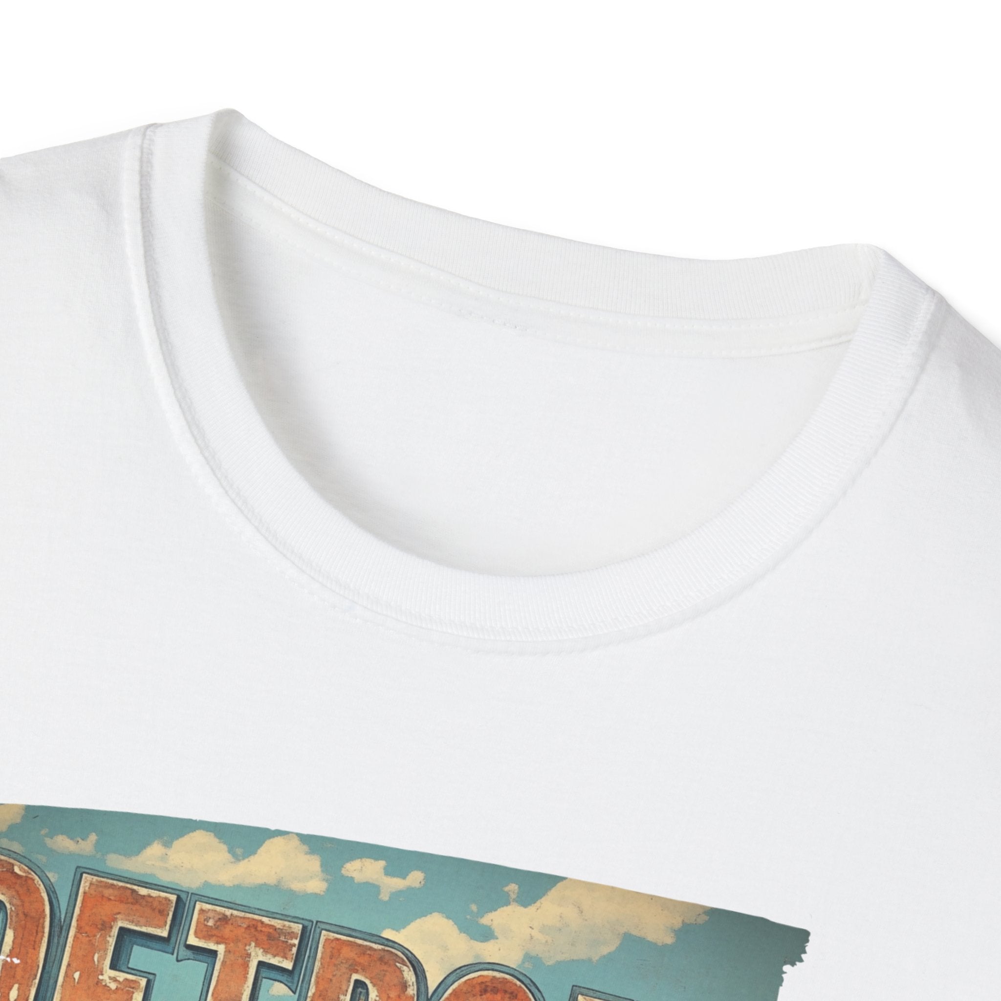 Detroit Skyline Brushstroke T-Shirt | Vintage Motor City Typography