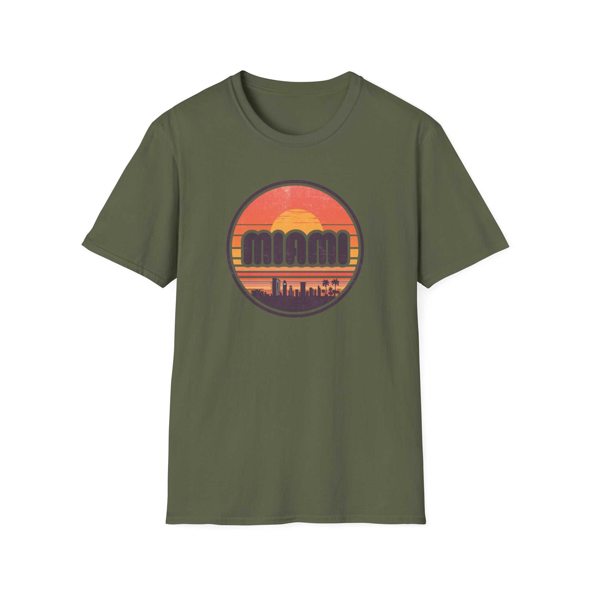 Miami Sunset T-Shirt — Retro Beach Skyline Tee