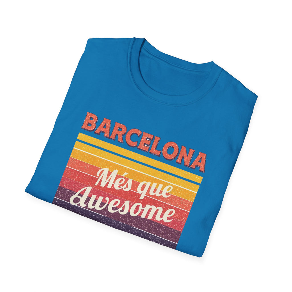Barcelona "Més que Awesome" Retro Stripe T-Shirt