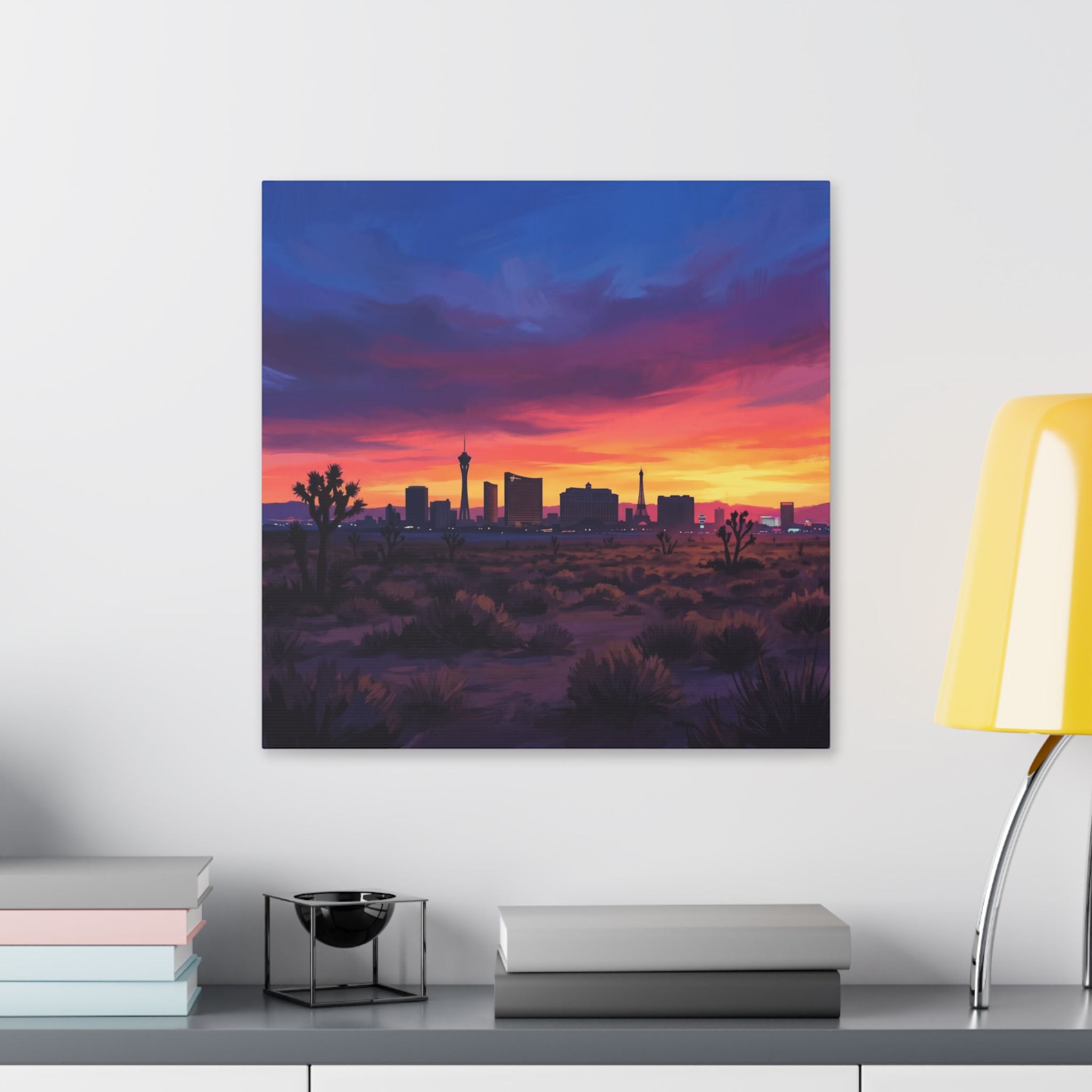 Las Vegas Sunset Canvas Wall Art — Desert Skyline Stretched Canvas