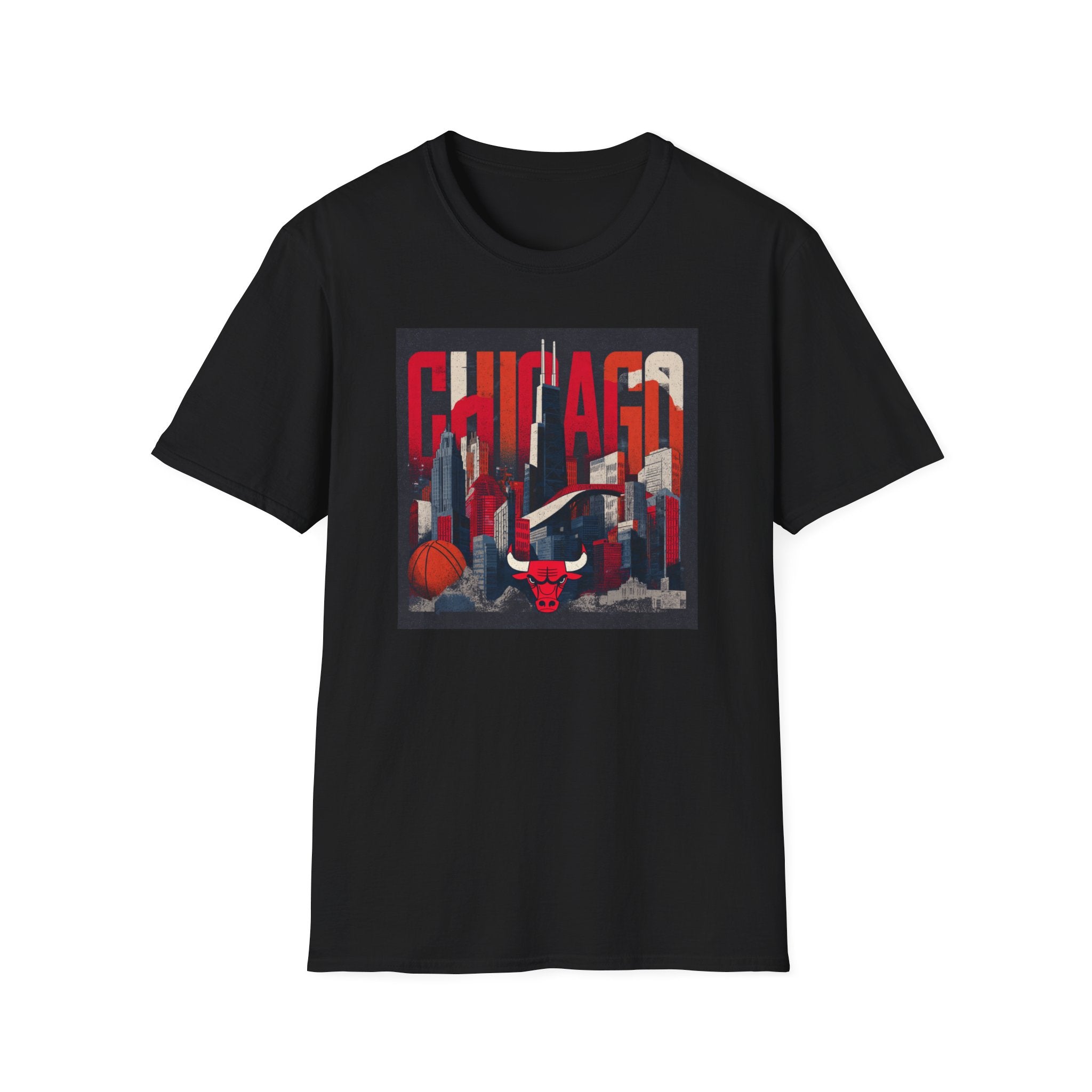 Chicago Bulls Cityscape T-Shirt | Basketball skyline, team logo