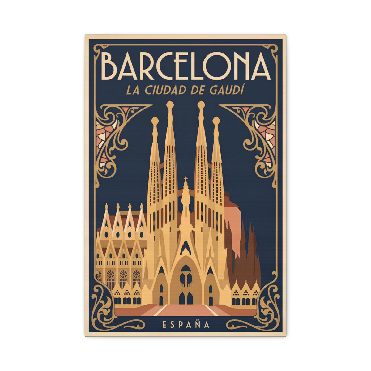 Barcelona Sagrada Família Canvas Wall Art — La Ciudad de Gaudí Travel Poster