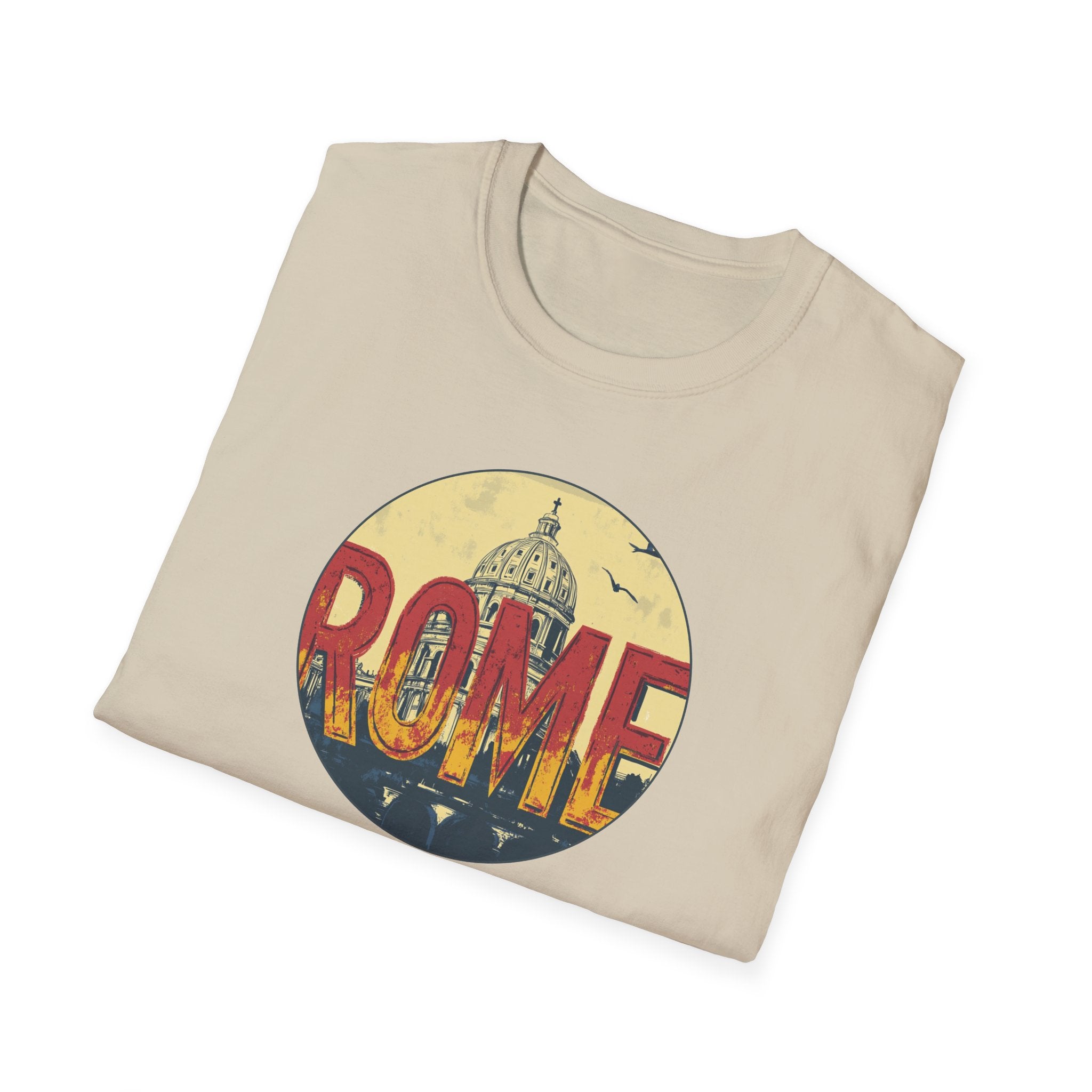 Rome skyline circle graphic T-Shirt | Vatican St. Peter dome vintage travel design