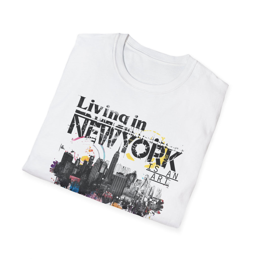 New York Skyline T-Shirt — 'Living in New York' Urban Watercolor Tee