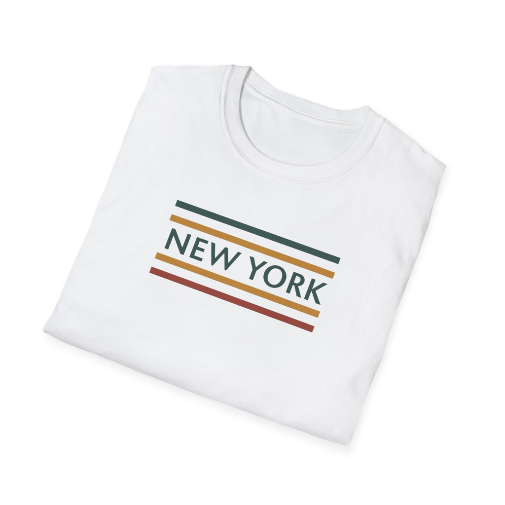 New York Striped Logo T-Shirt | Retro Lines City Design