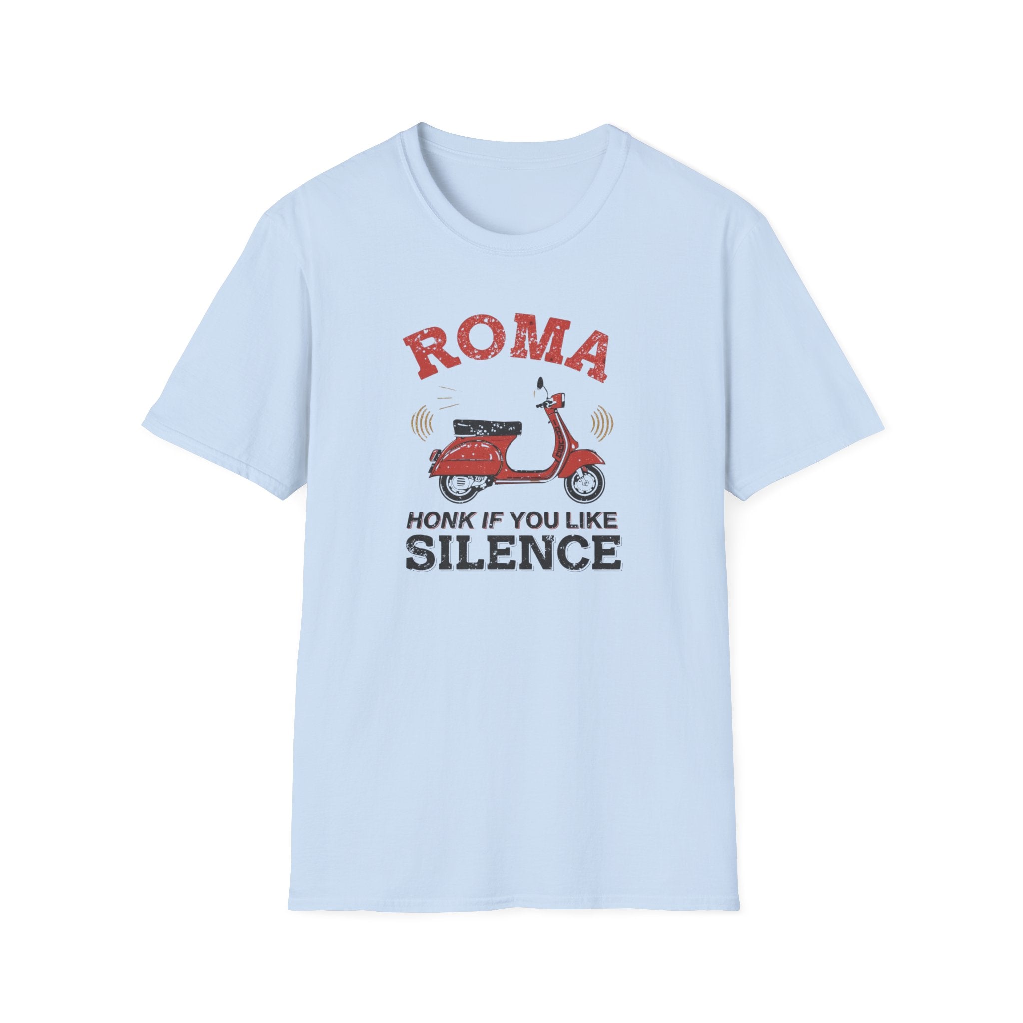 Roma Scooter T‑Shirt — "Honk If You Like Silence" Vintage Vespa Tee