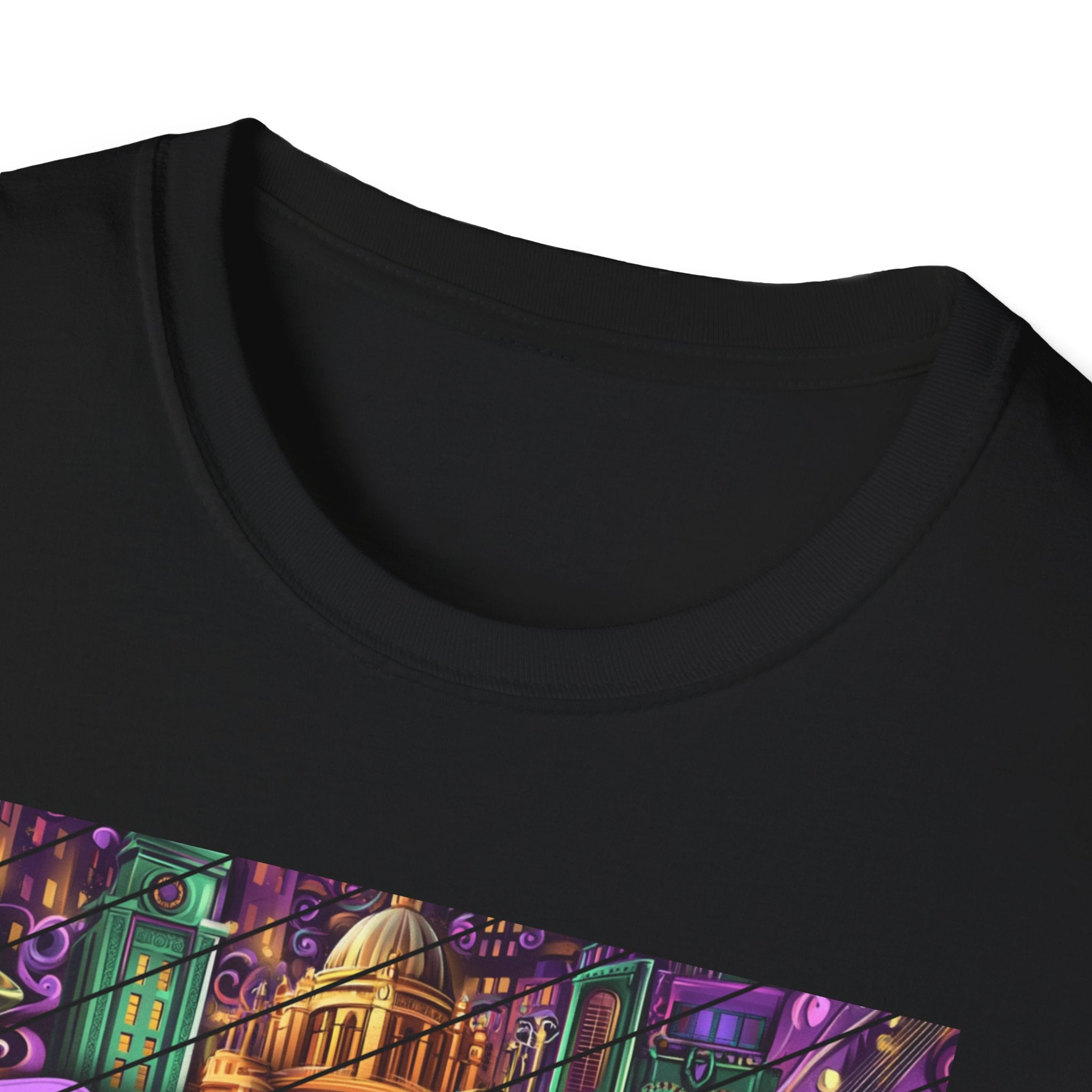 Belfast Neon Script T-Shirt | Retro Rainbow Stripes