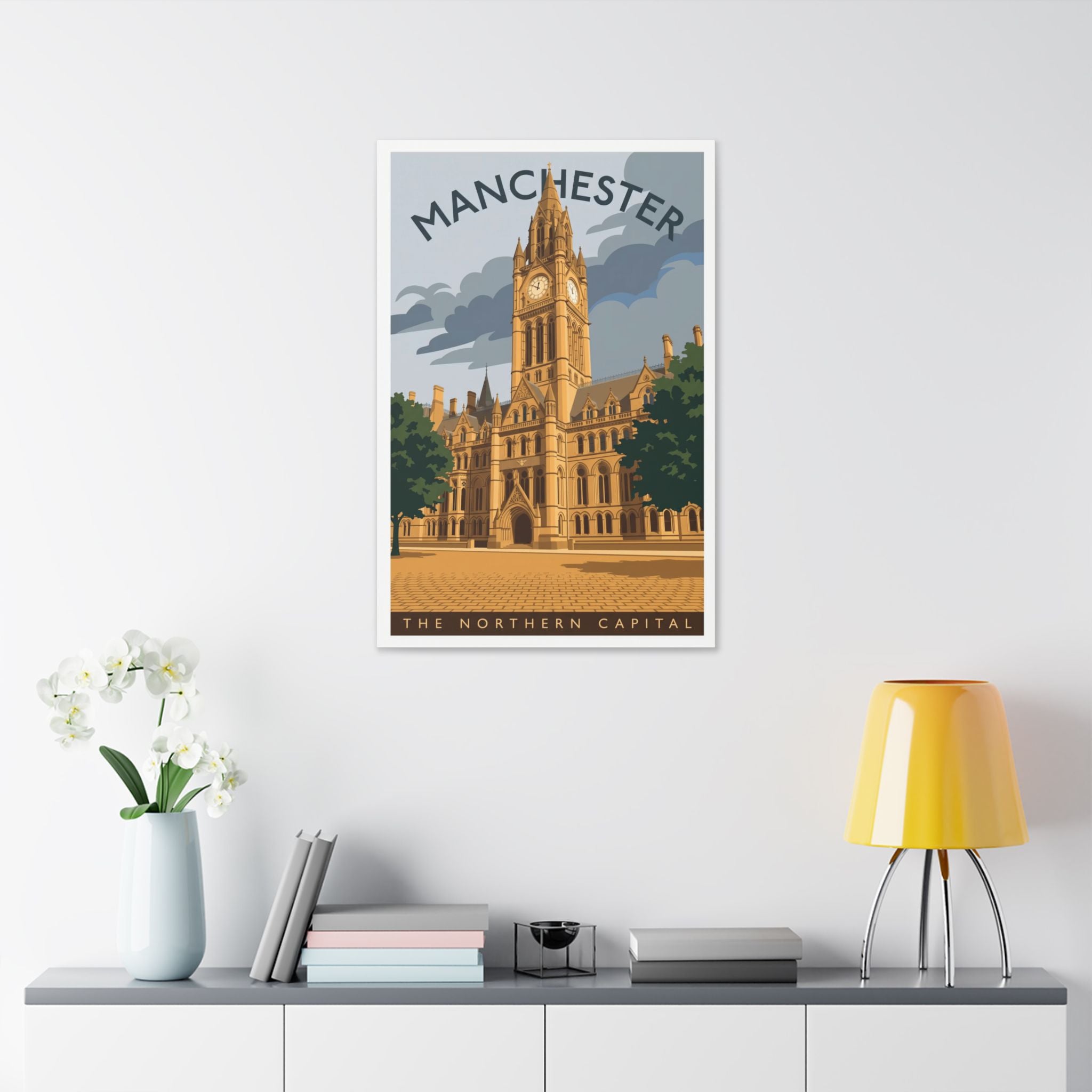 Manchester Vintage Travel Canvas — "The Northern Capital" Stretched Wall Art