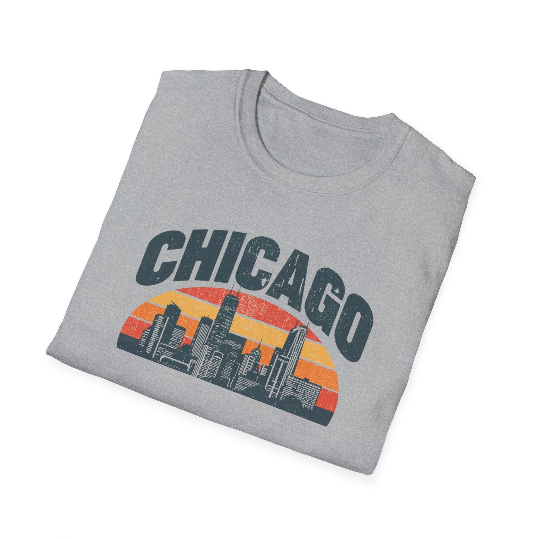Chicago Skyline T-Shirt — Retro Sunset Cityscape Tee