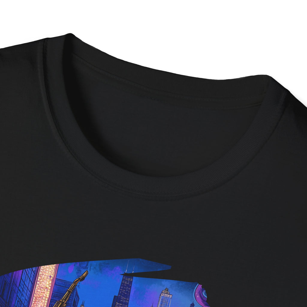 Chicago Neon Skyline T-Shirt | Cityscape Night Design